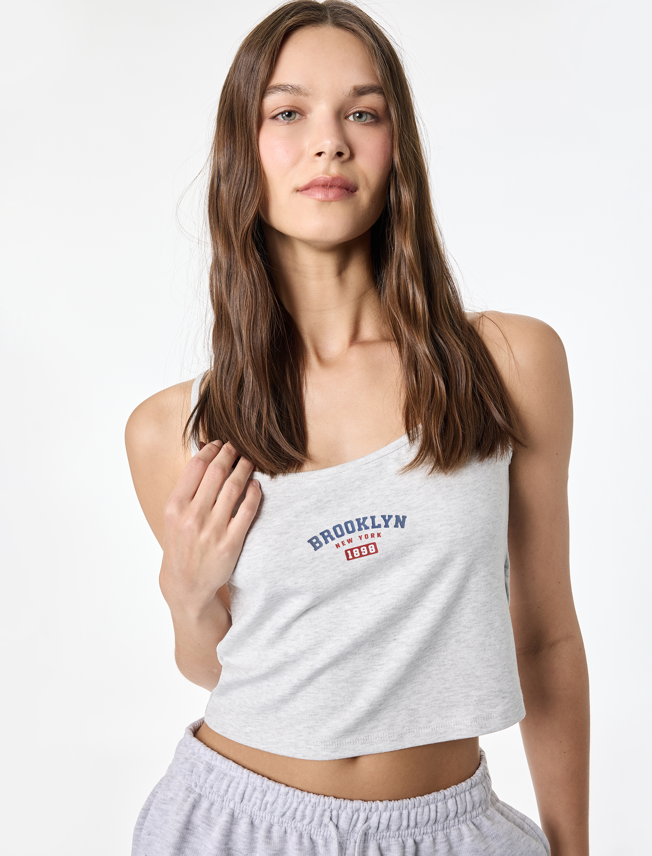   Baskı Detaylı Viskon Askılı Pijama Üstü