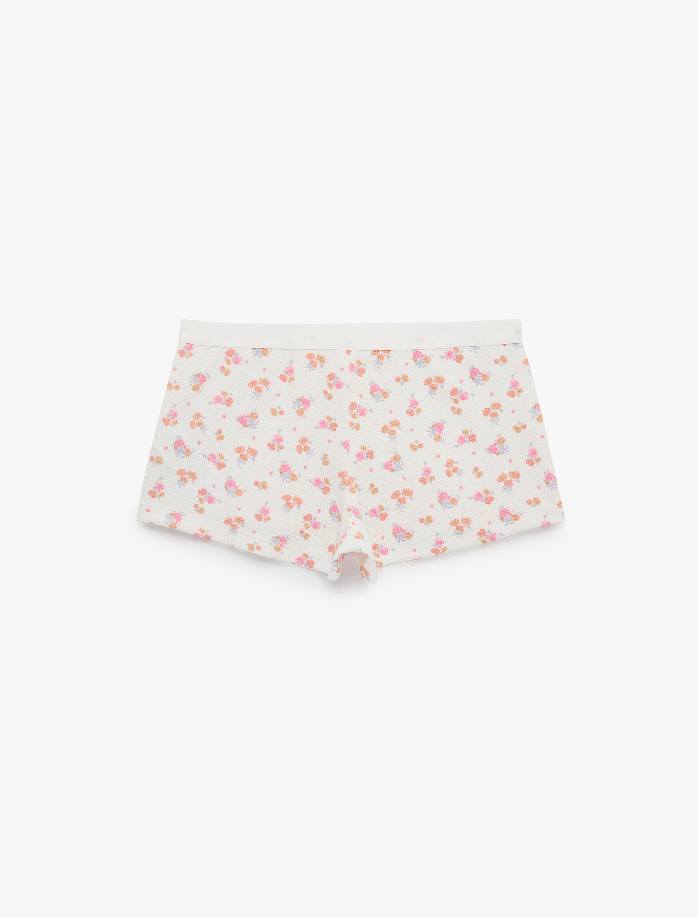   Rahat Kesim Düğmeli Çiçekli Şort Pijama Altı