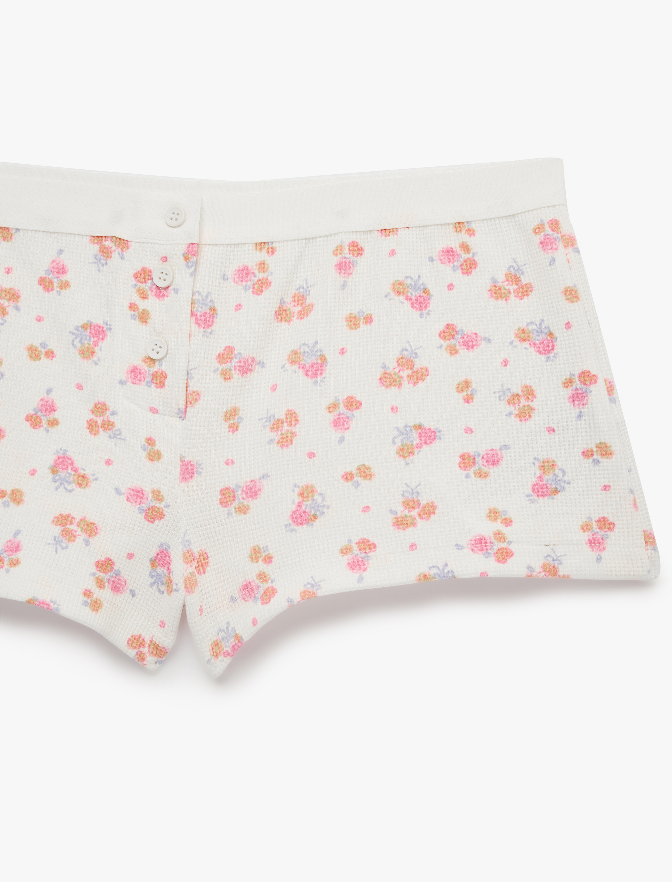   Rahat Kesim Düğmeli Çiçekli Şort Pijama Altı