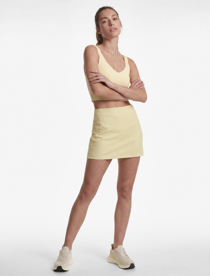  Yüksek Bel Slim Fit Pötikare Şort Etek