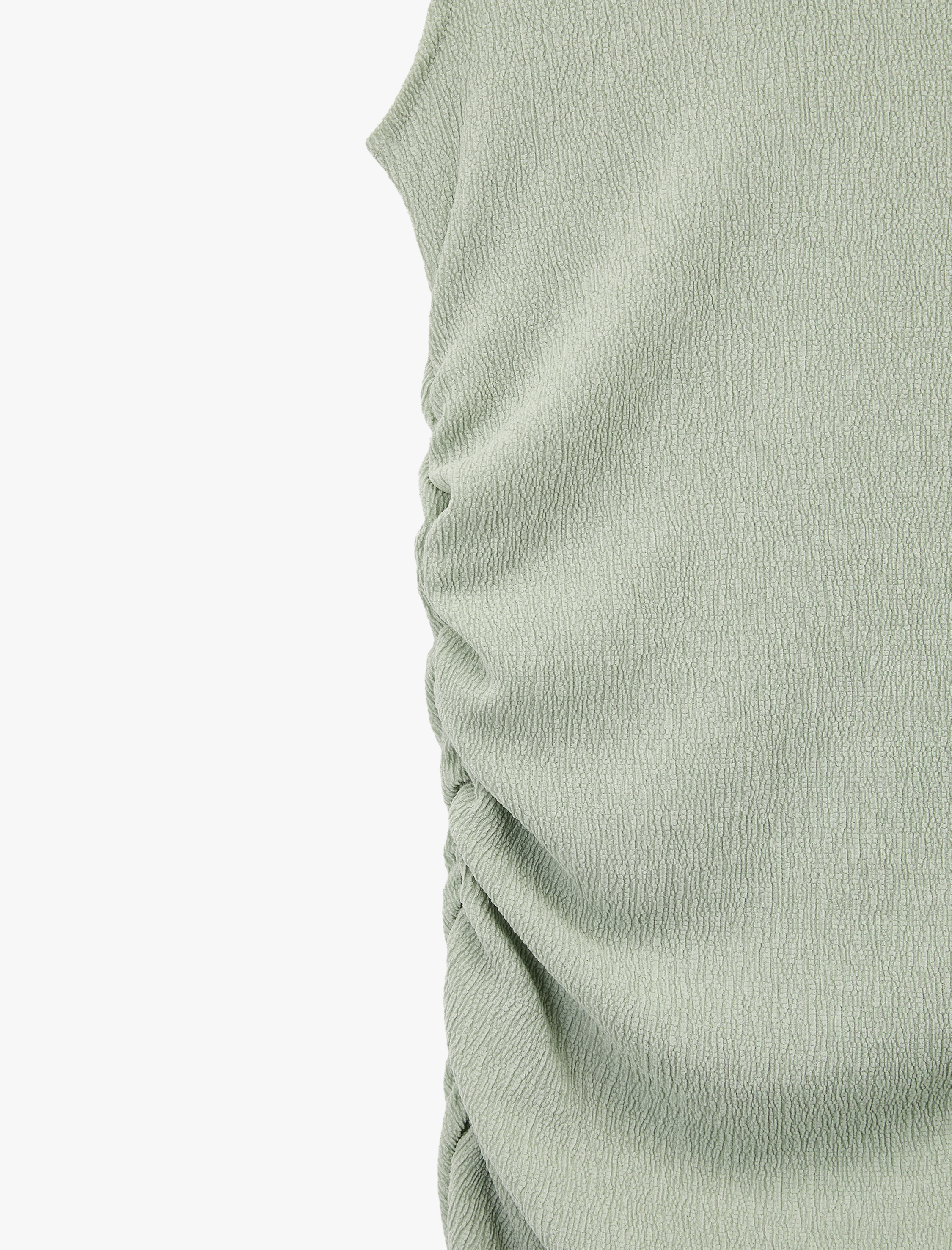  Slim Fit Kolsuz Bisiklet Yaka Viskon Karışımlı Bodycon Drapeli Uzun Elbise