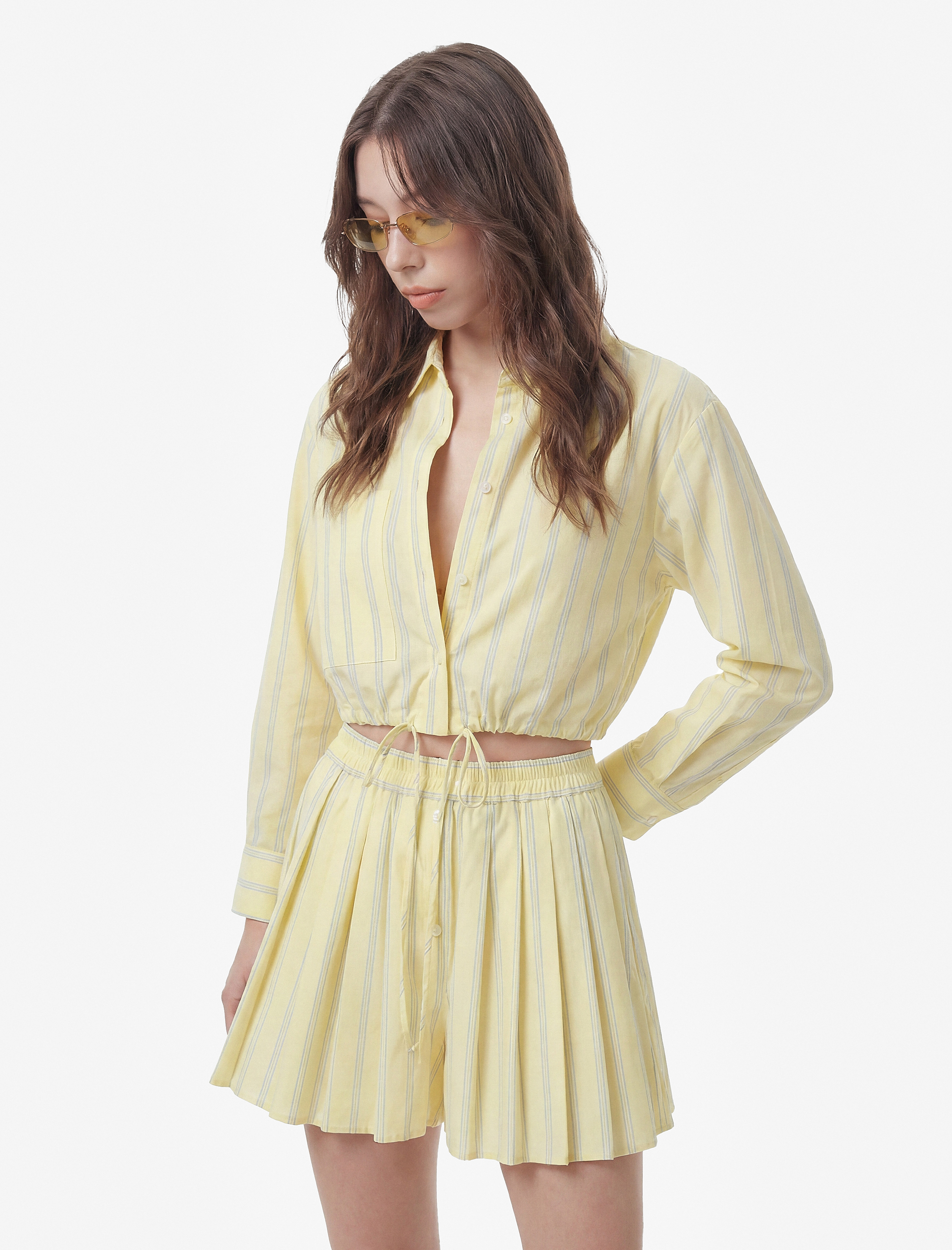   Koton X Sibil Çetinkaya - Çizgili Poplin Mini Şort