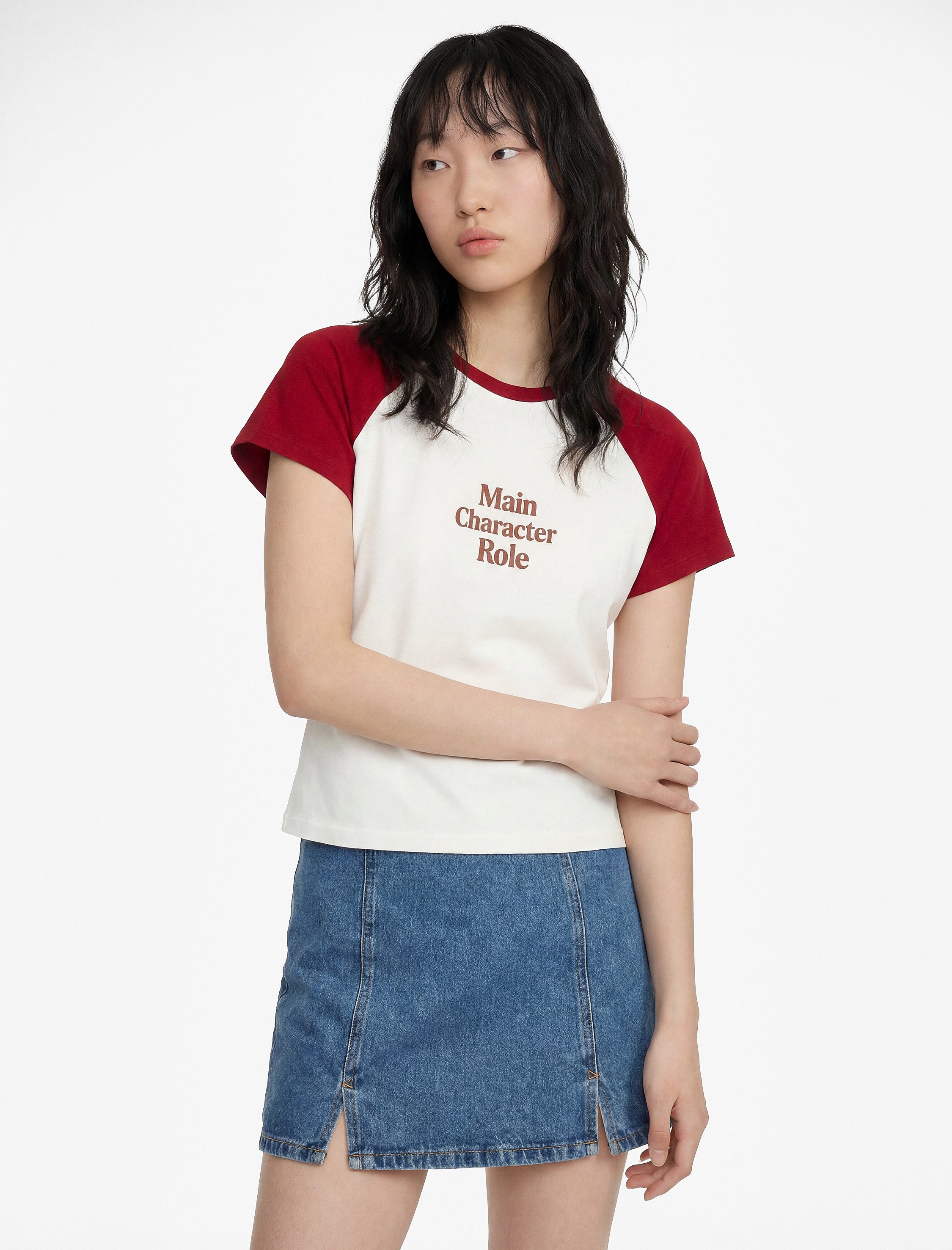   Yırtmaç Detaylı Pamuklu Mini Denim Şort Etek