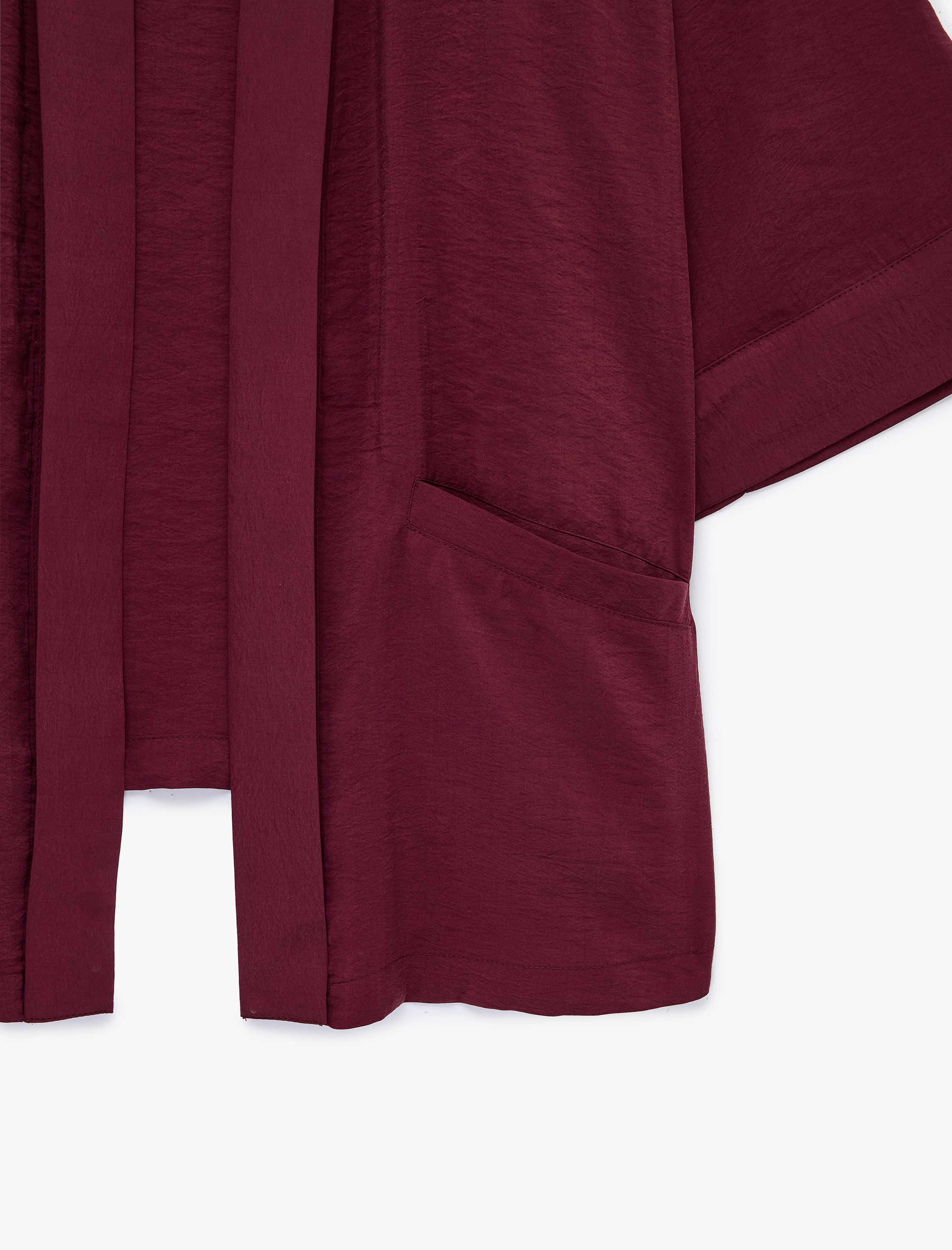   Modal Kumaş Şal Yaka Cepli Uzun Kollu Kimono Ceket