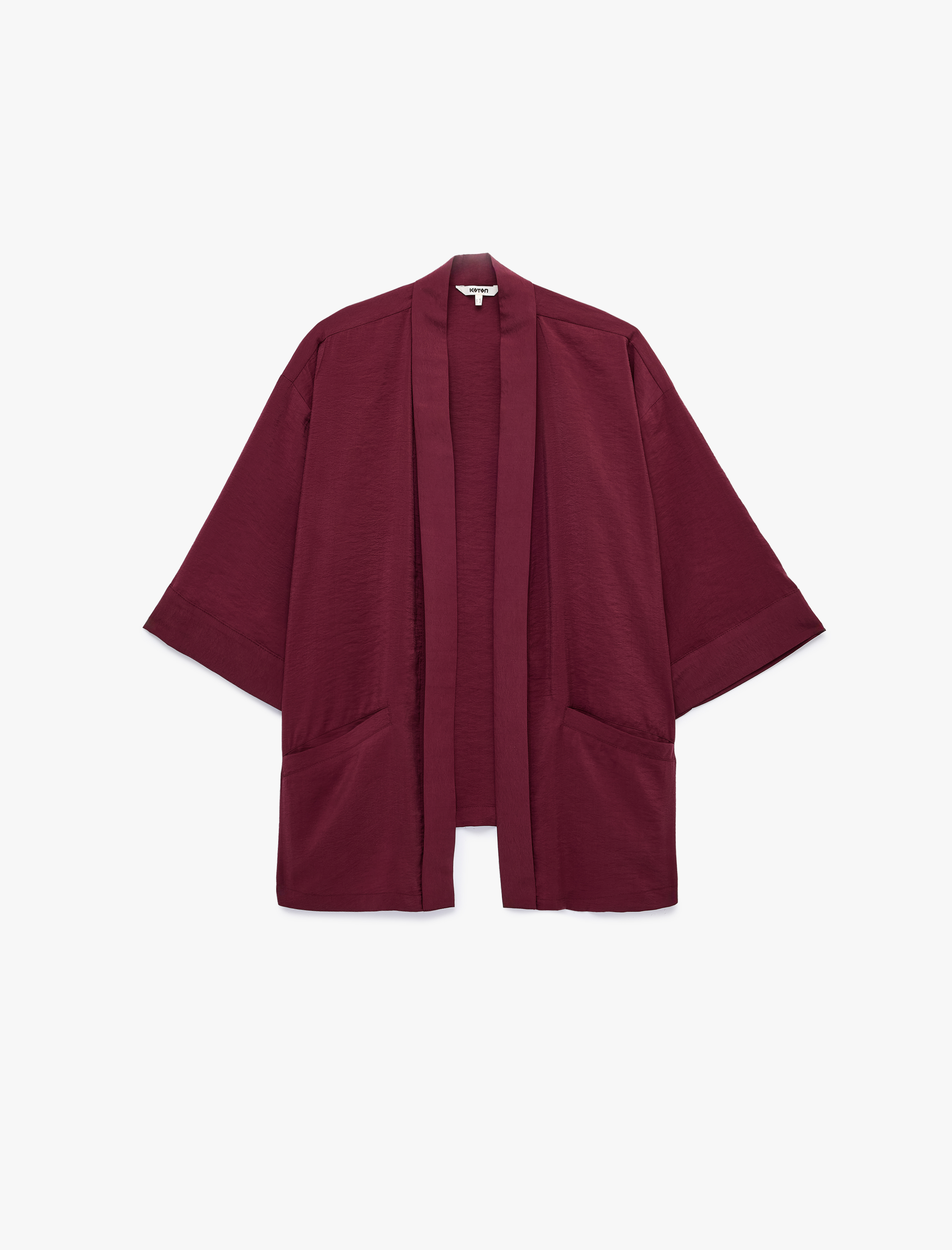   Modal Kumaş Şal Yaka Cepli Uzun Kollu Kimono Ceket