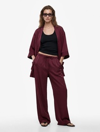Modal Kumaş Şal Yaka Cepli Uzun Kollu Kimono Ceket