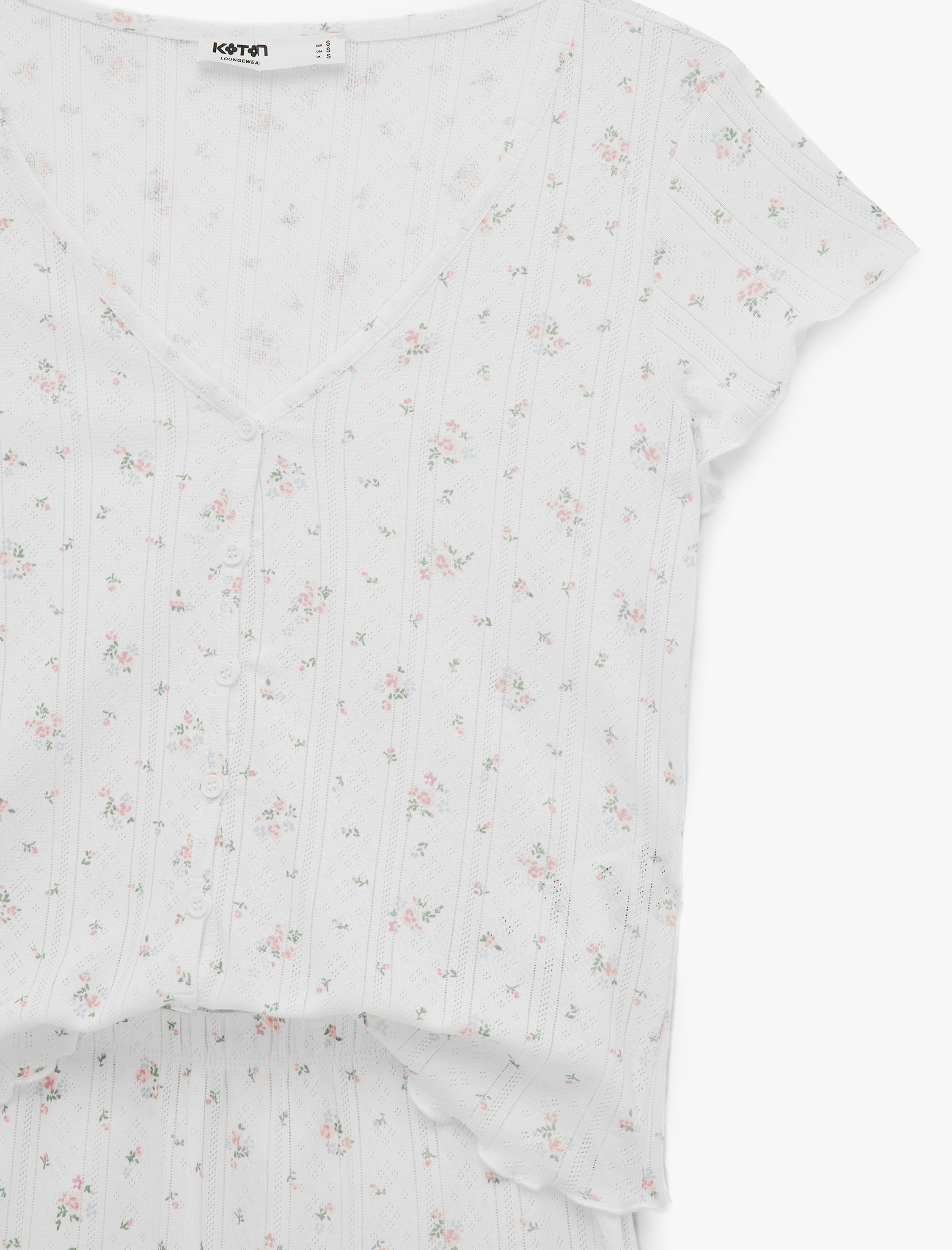   Pamuklu Kısa Kollu Desenli Şortlu Pijama Takımı