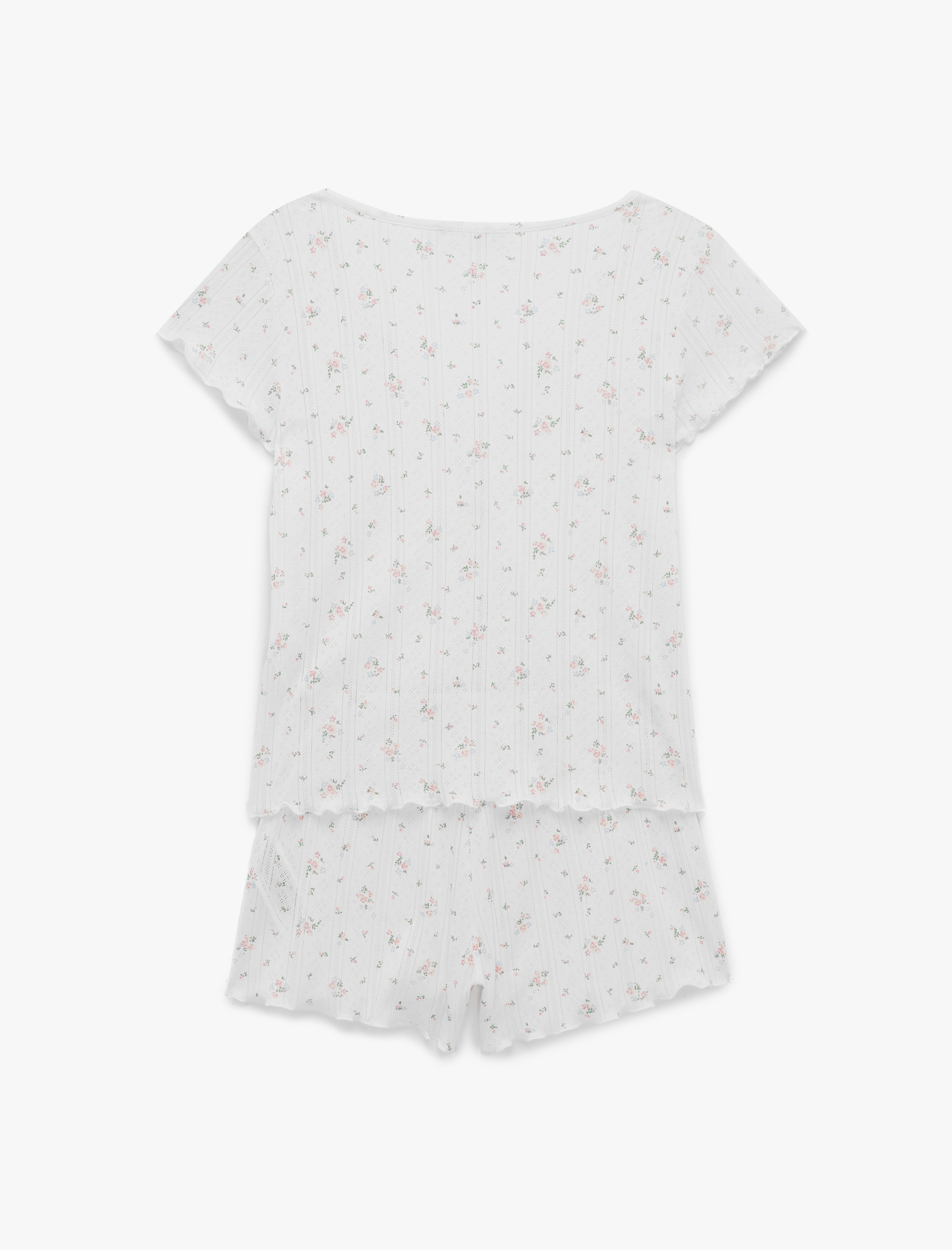   Pamuklu Kısa Kollu Desenli Şortlu Pijama Takımı