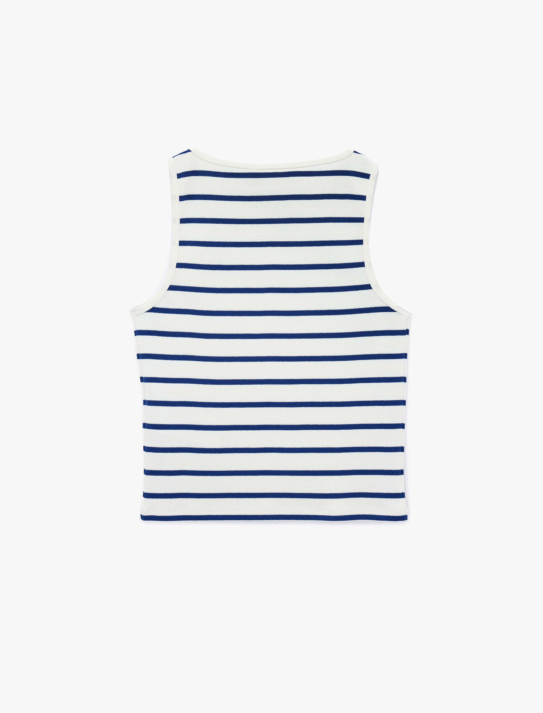   Pamuklu Çizgili Slim Fit Kayık Yaka Kolsuz Bluz