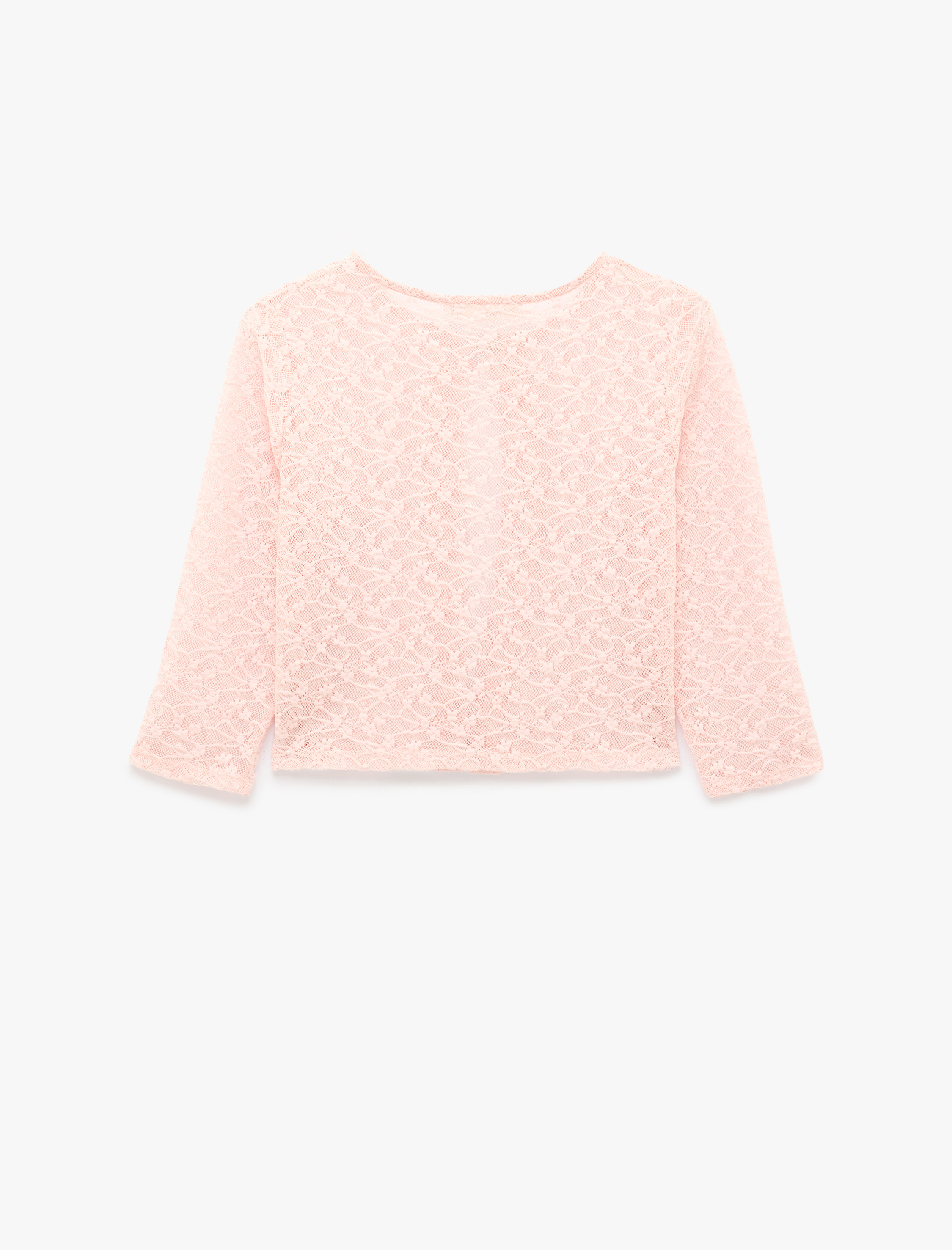   Yuvarlak Yaka Yarı Transparan Yarım Kol Crop Dantel Crop Bluz