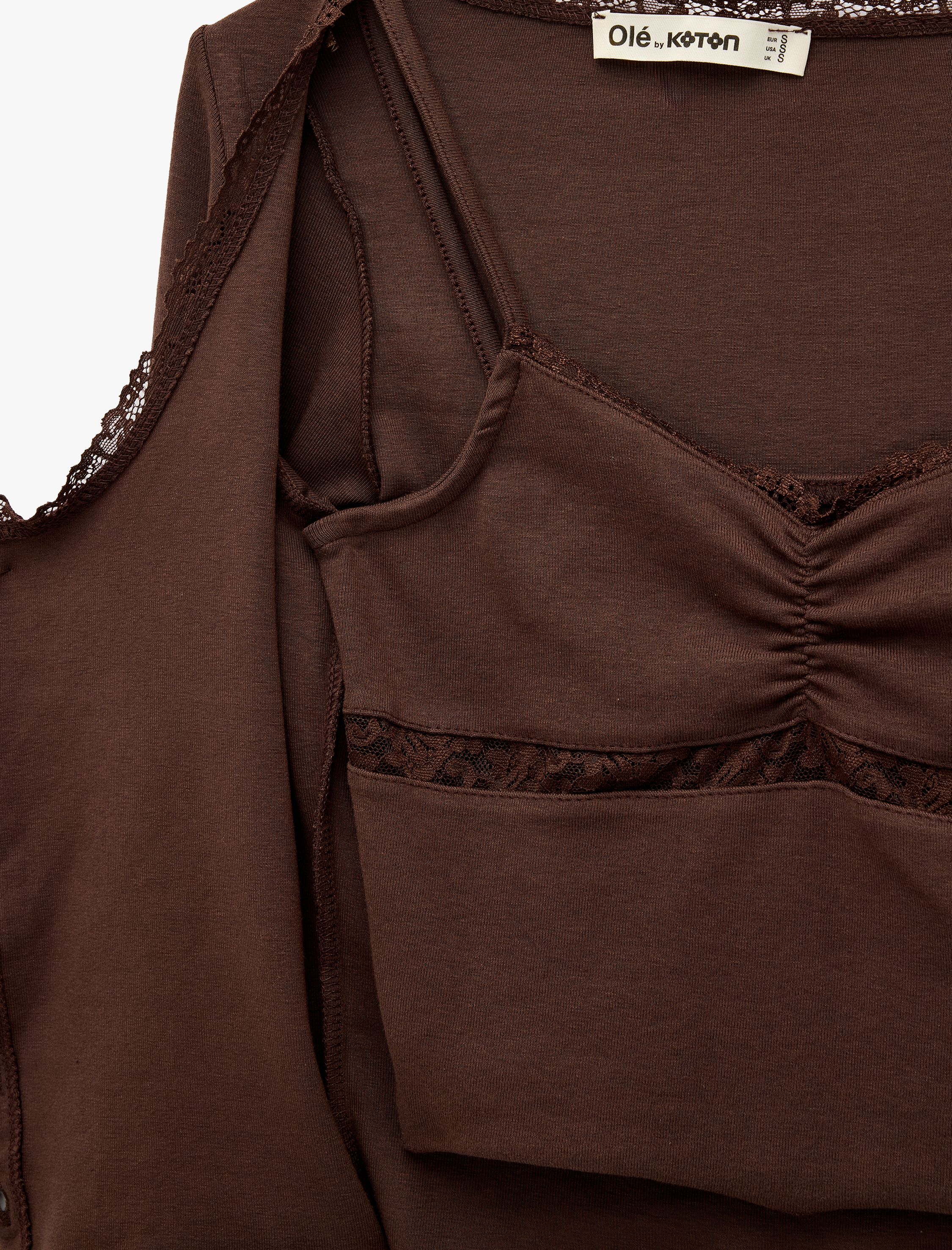   Modal Karışımlı Dantel Detaylı Slim Fit Kısa Kollu U Yaka Hırka