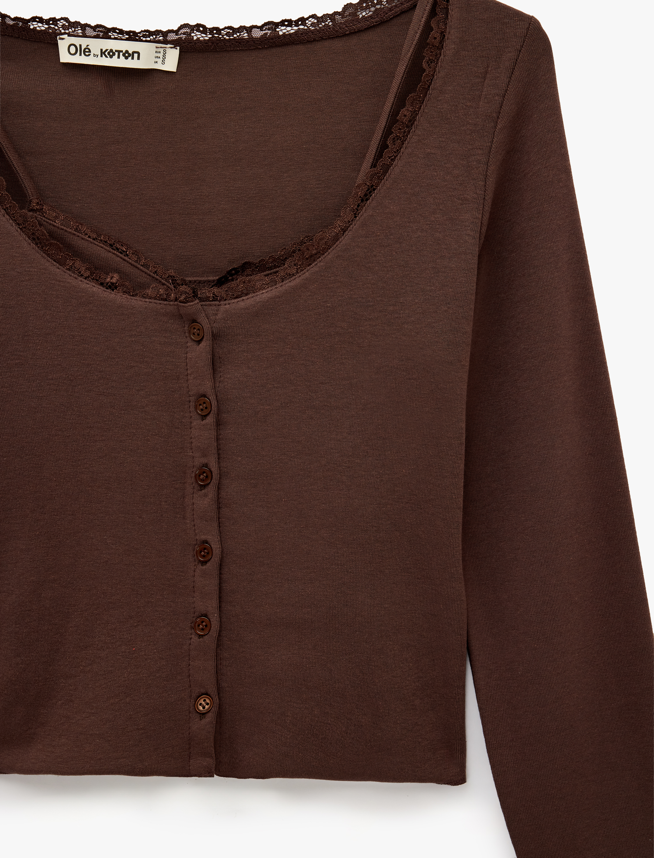  Modal Karışımlı Dantel Detaylı Slim Fit Kısa Kollu U Yaka Hırka