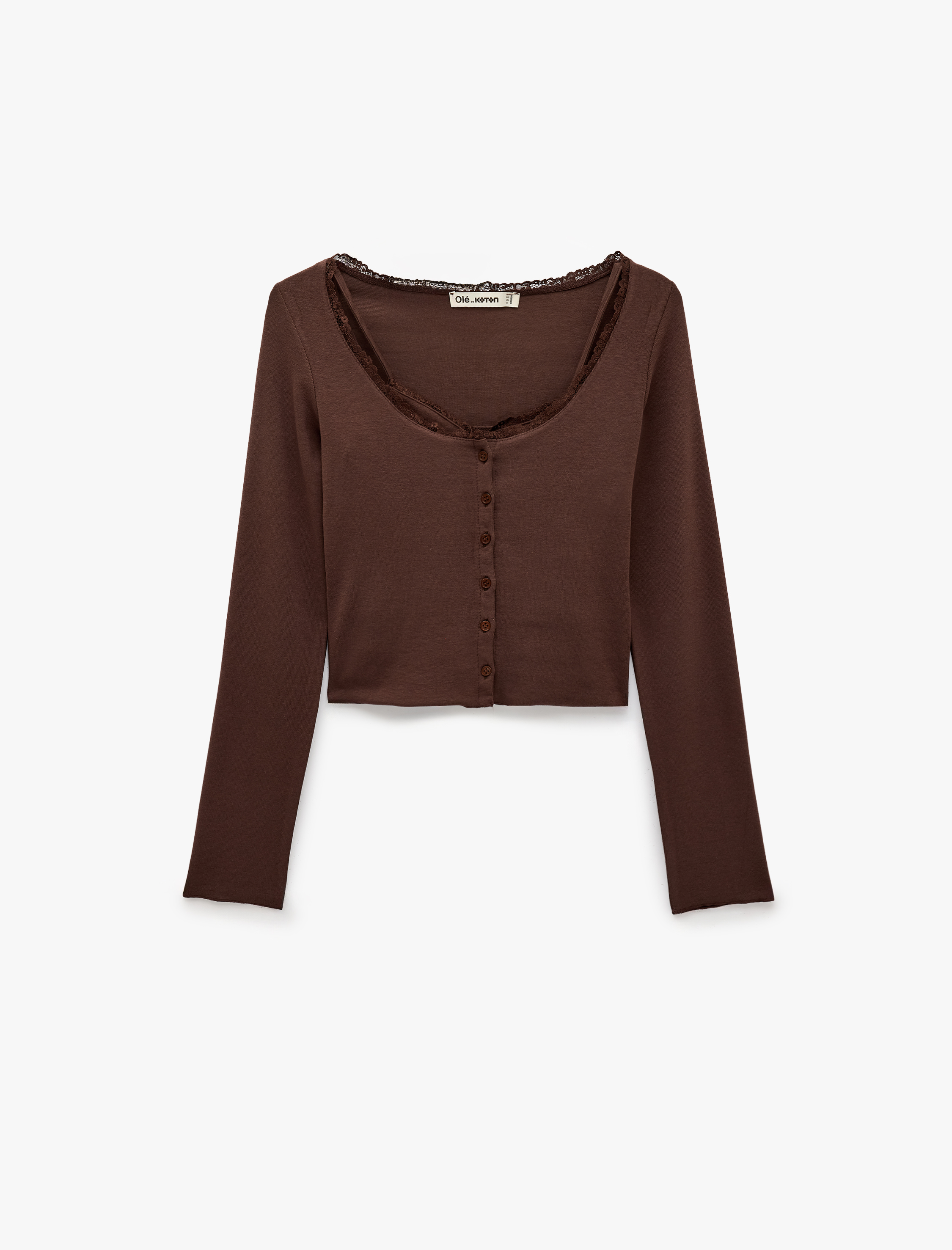   Modal Karışımlı Dantel Detaylı Slim Fit Kısa Kollu U Yaka Hırka
