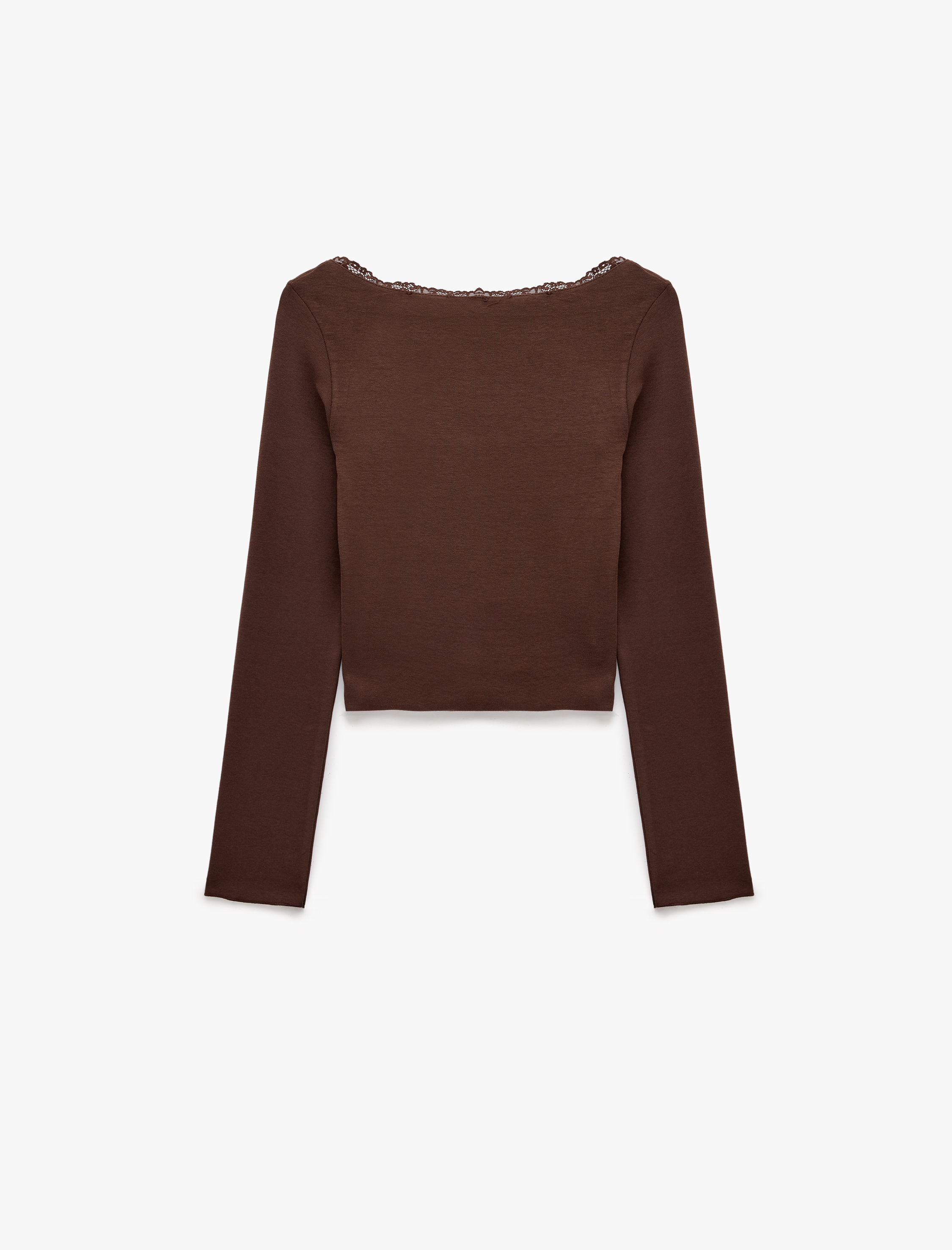  Modal Karışımlı Dantel Detaylı Slim Fit Kısa Kollu U Yaka Hırka