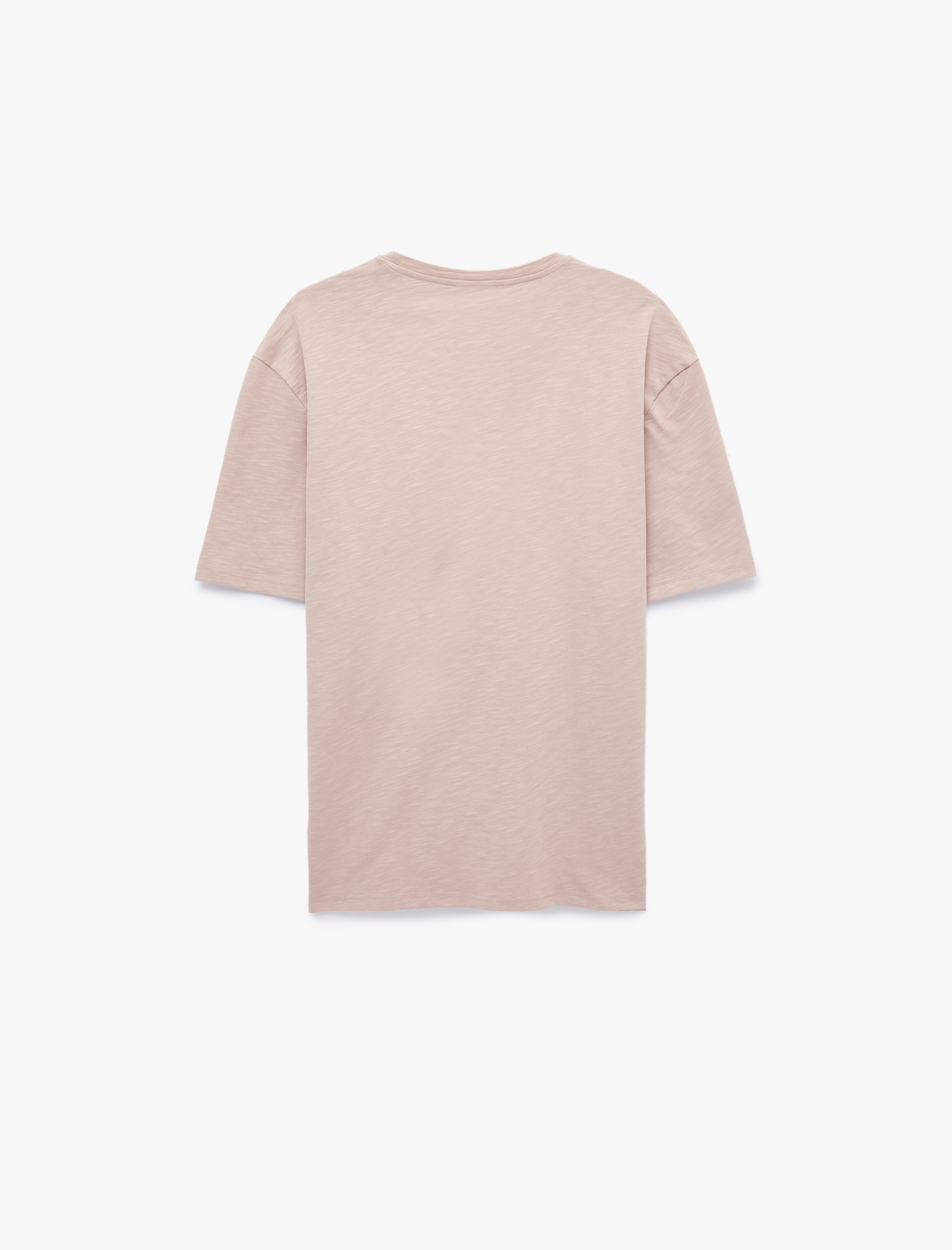   Pamuklu Kısa Kollu Bisiklet Yaka Basic Oversize Tişört