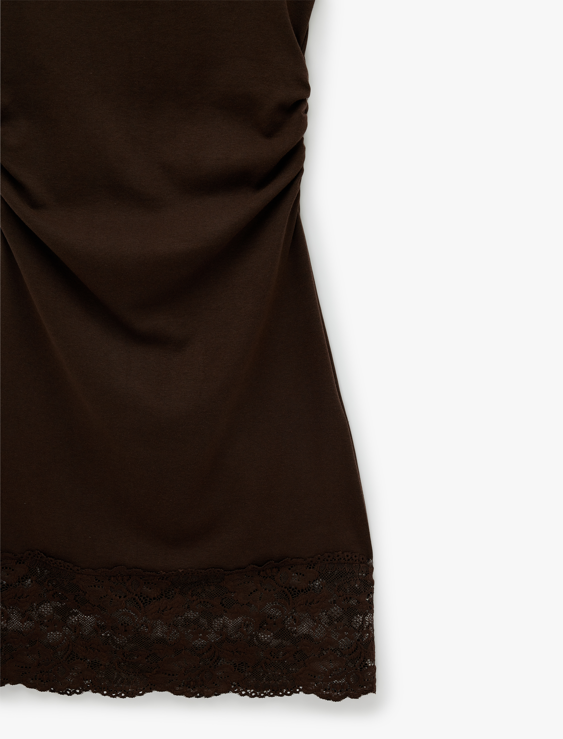   Modal Karışımlı Slim Fit Dik Yaka Kolsuz Mini Dantelli Elbise