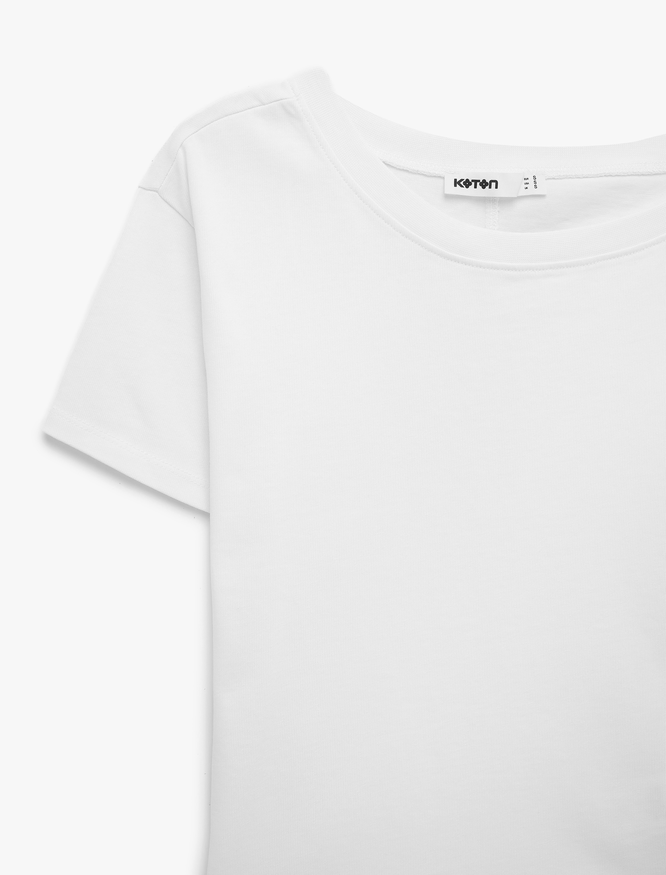   Pamuklu Slim Fit Düşük Omuz Kayık Yuvarlak Yaka Kısa Kollu Tişört