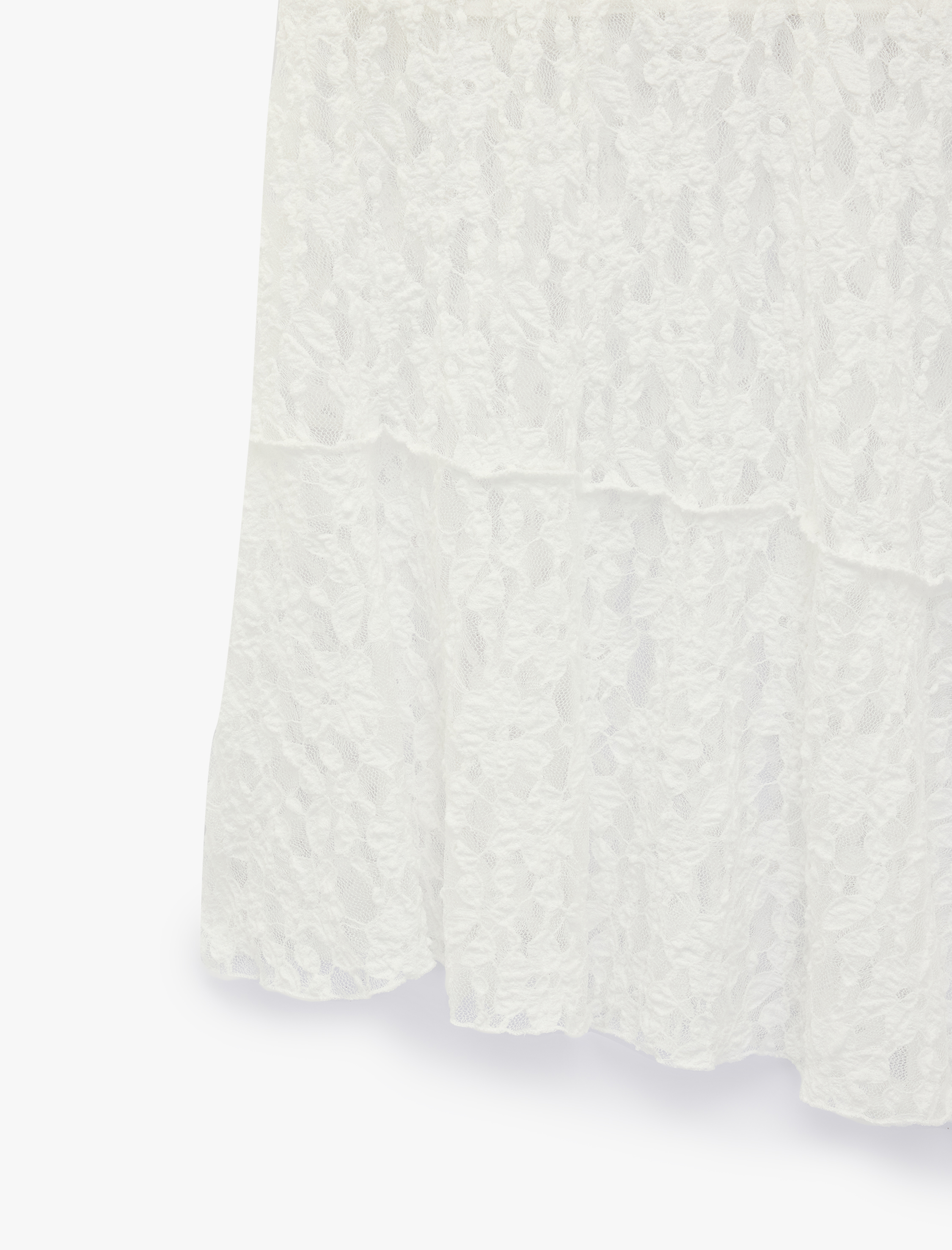   Yüksek Bel Slim Fit Dikiş Detaylı Dantel Asimetrik Midi Etek