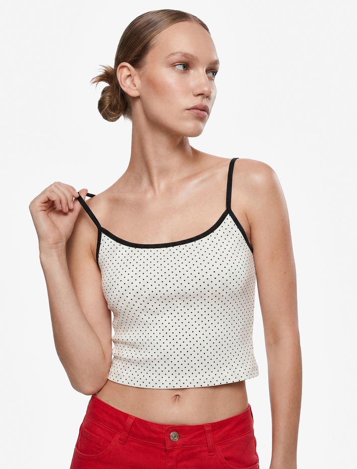  Pamuklu Slim Fit İnce Askılı Puantiyeli Atlet