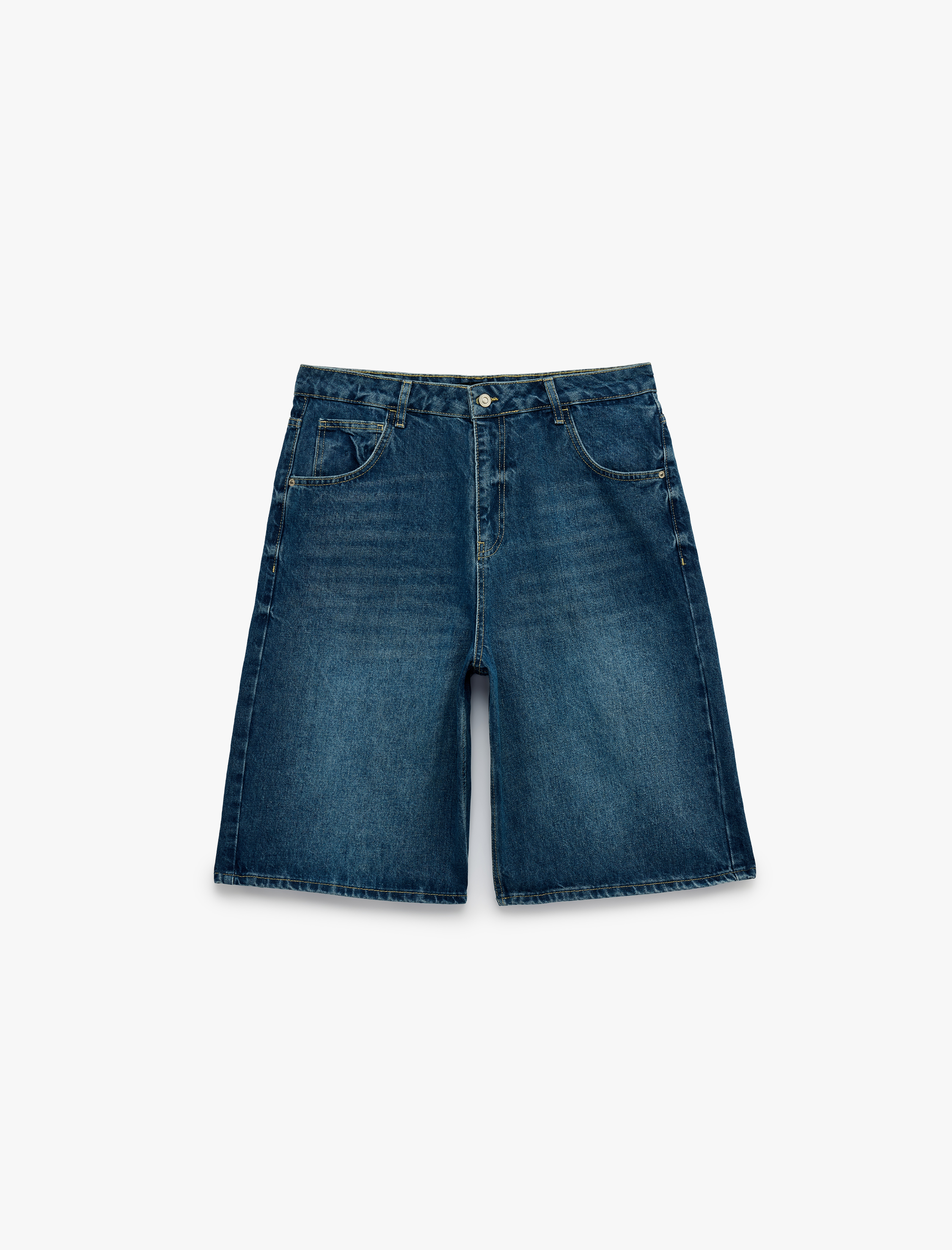   Pamuklu Normal Bel Rahat Kalıp Cepli Baggy Jean Şort
