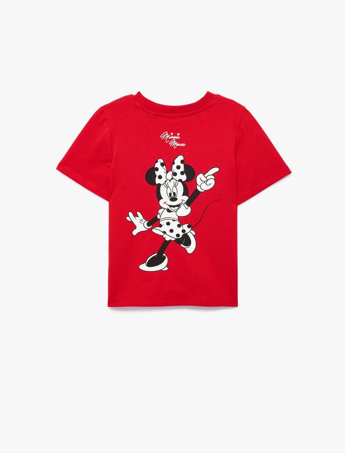 Kız Çocuk Minnie Mouse Baskılı Pamuklu Bisiklet Yaka Kısa Kollu Lisanslı  Tişört