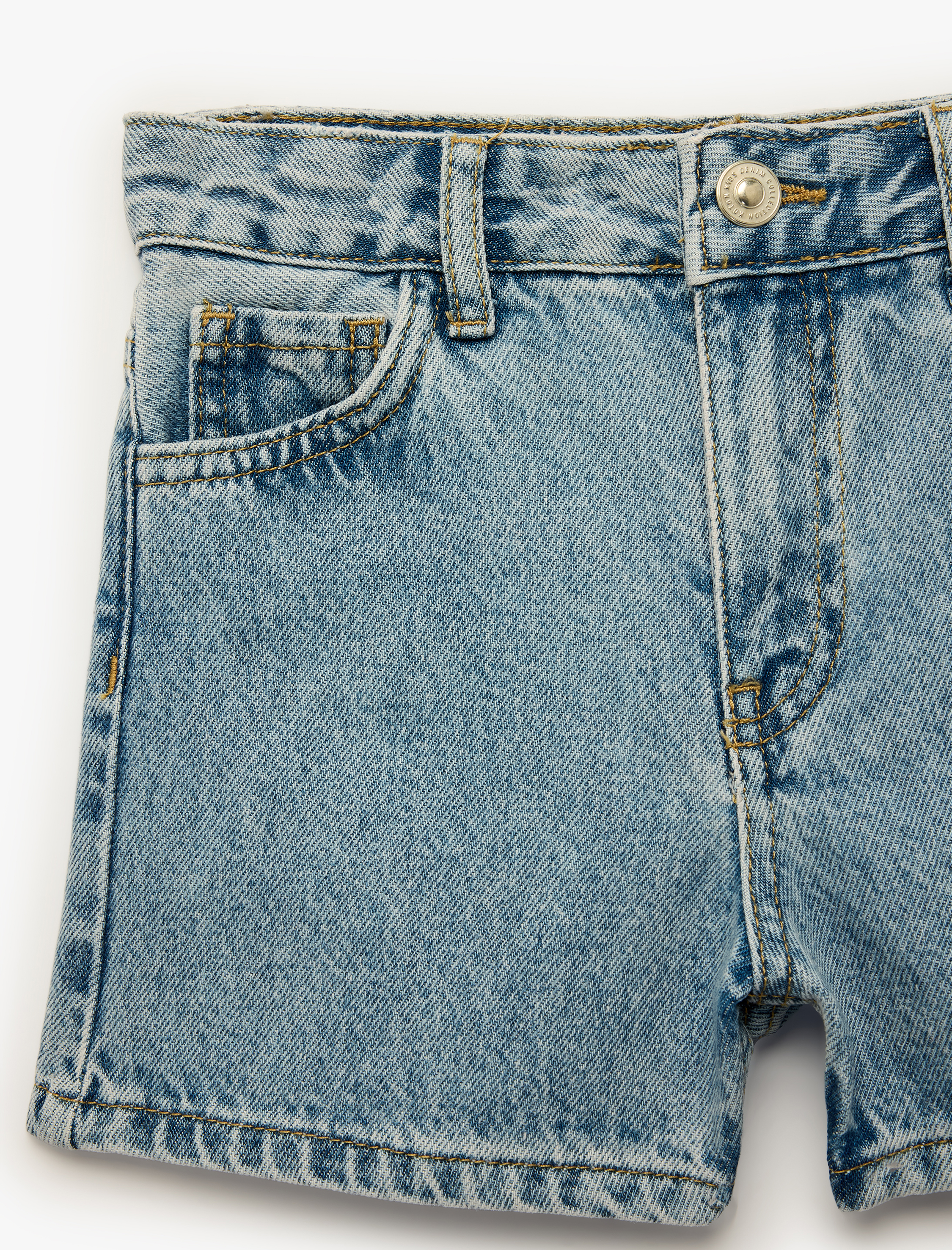  Kız Çocuk Yıldız Detaylı Cepli Pamuklu Denim Şort