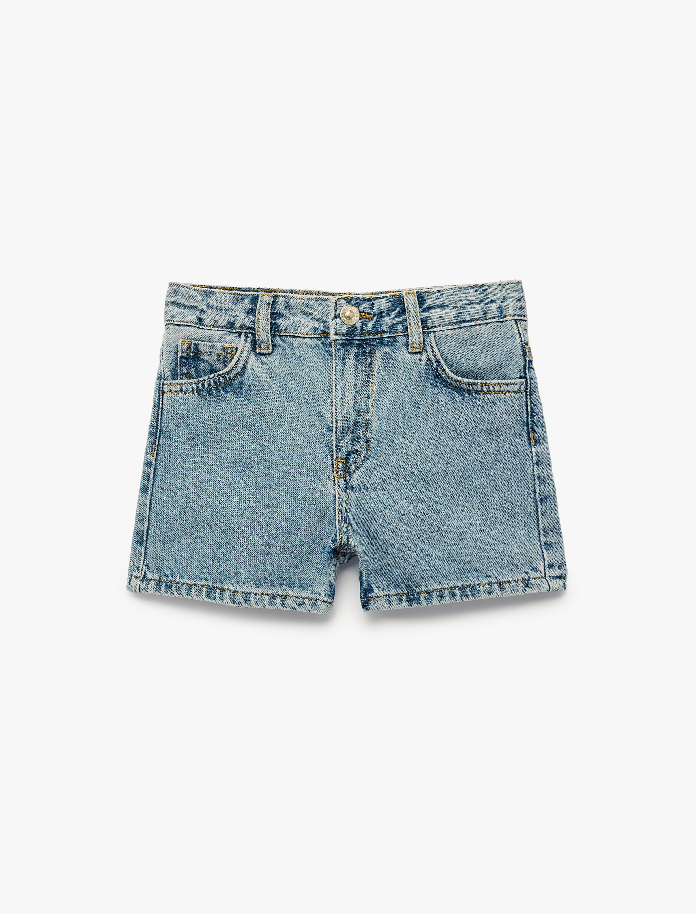  Kız Çocuk Yıldız Detaylı Cepli Pamuklu Denim Şort