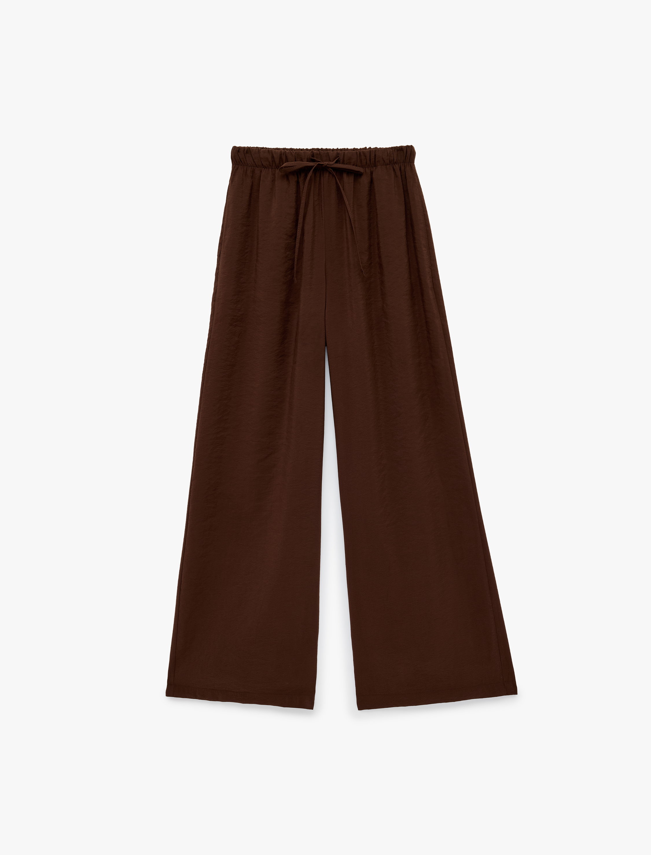   Modal Kumaş Rahat Kalıp Beli Lastikli Bağcıklı Geniş Paça Pantolon