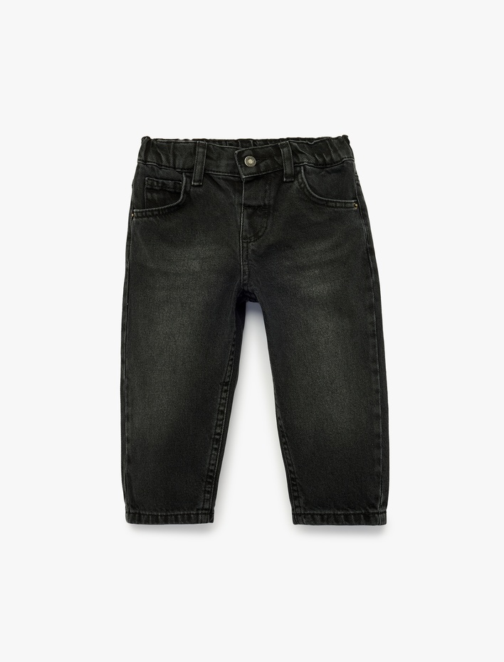Erkek Bebek Cep Detaylı Pamuklu Denim Pantolon