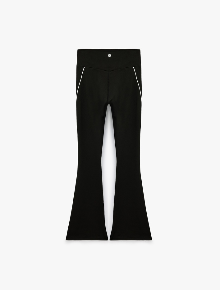  İspanyol Paça Şerit Detaylı Yüksek Bel Slim Fit Spor Tayt