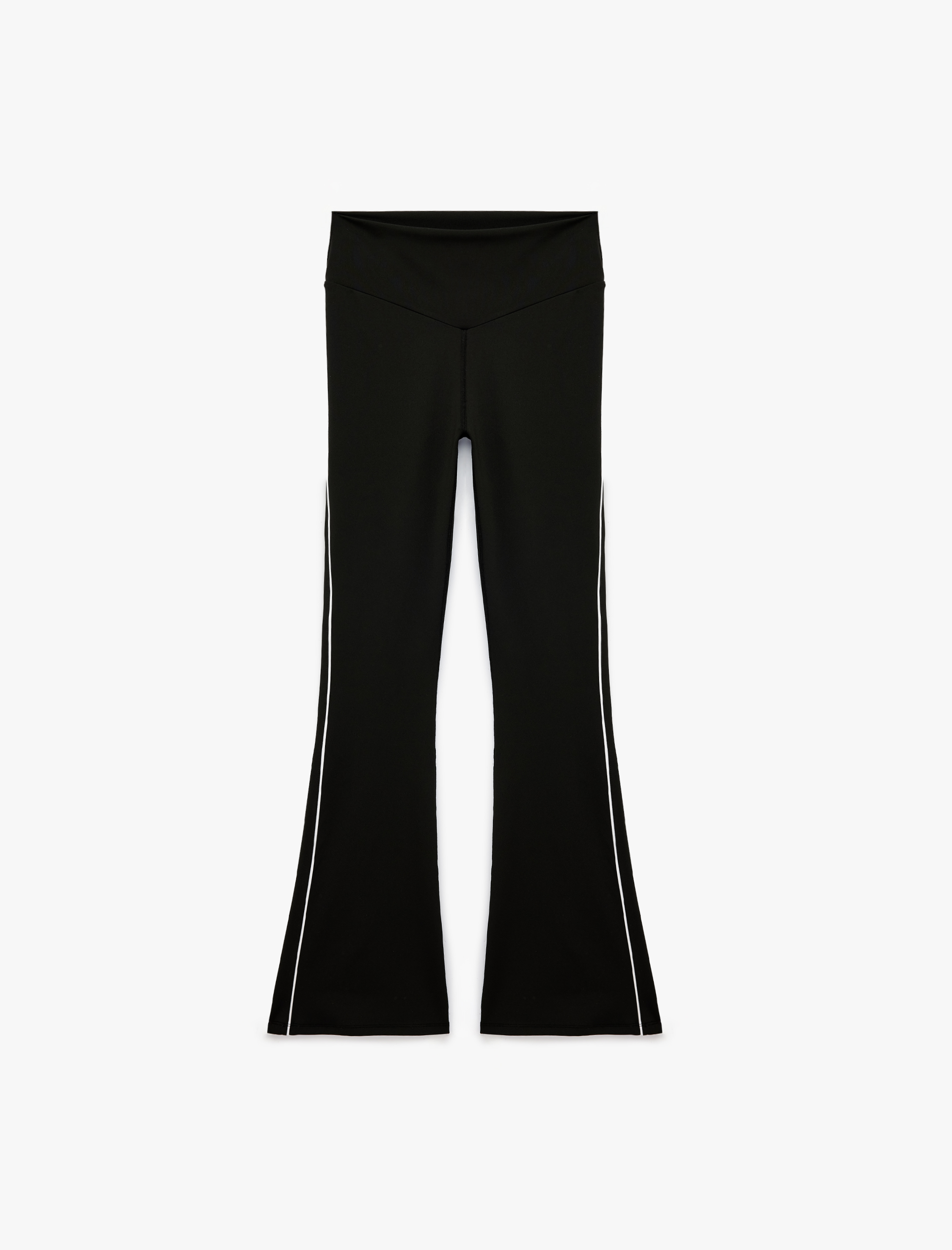   İspanyol Paça Şerit Detaylı Yüksek Bel Slim Fit Spor Tayt