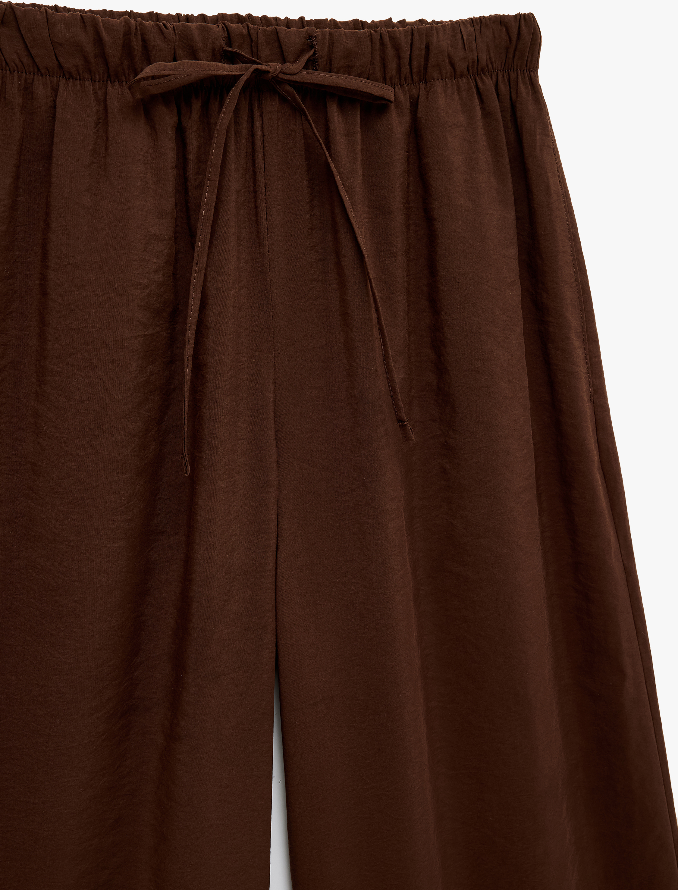   Modal Kumaş Rahat Kalıp Beli Lastikli Bağcıklı Geniş Paça Pantolon
