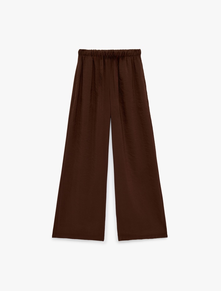  Modal Kumaş Rahat Kalıp Beli Lastikli Bağcıklı Geniş Paça Pantolon