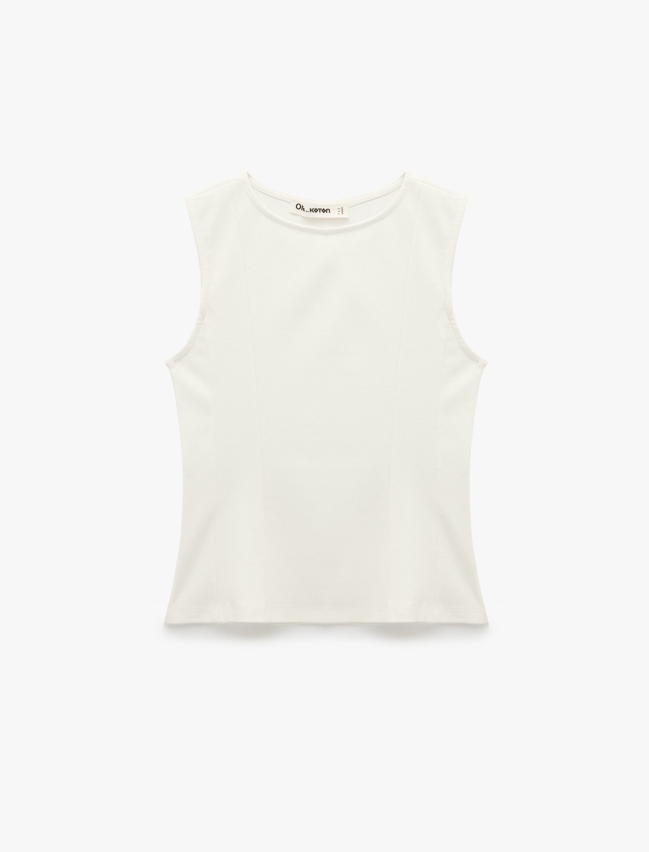   Pamuklu Bisiklet Yaka Kolsuz Slim Fit Bluz