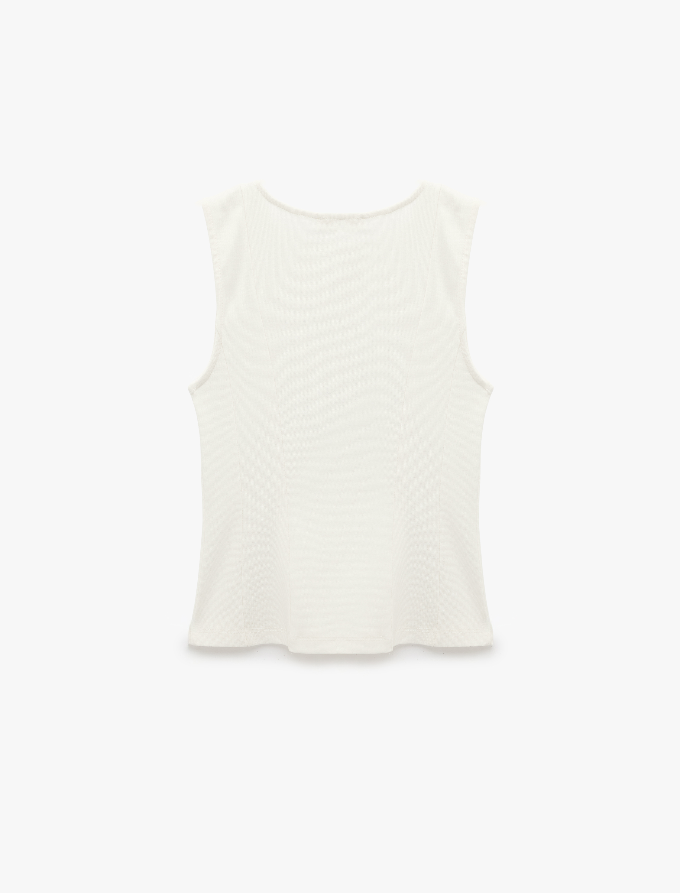   Pamuklu Bisiklet Yaka Kolsuz Slim Fit Bluz