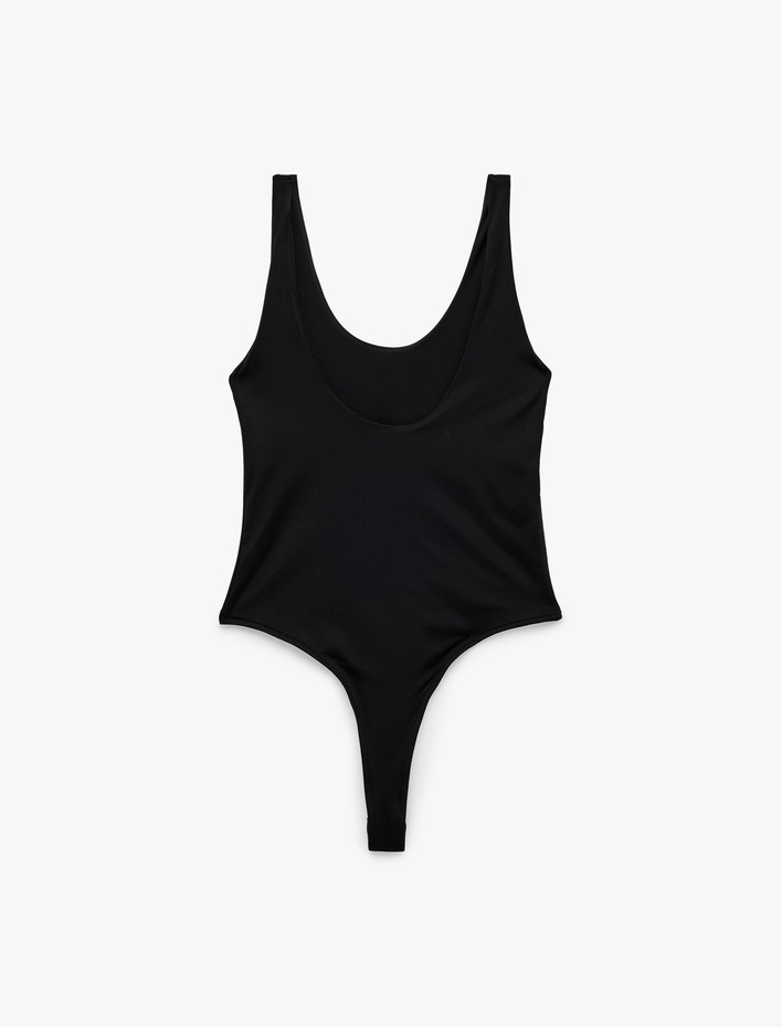  Slim Fit U Yaka Kalın Askılı Basic Bodysuit
