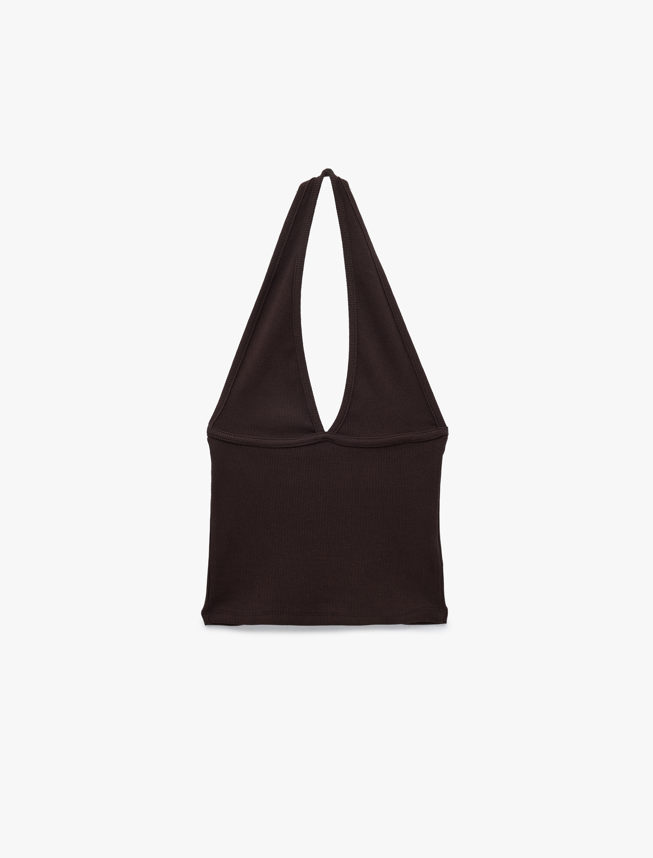   Pamuklu Dikiş Detaylı Kolsuz Slim Fit Crop Halter Yaka Bluz