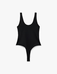 Slim Fit U Yaka Kalın Askılı Basic Bodysuit