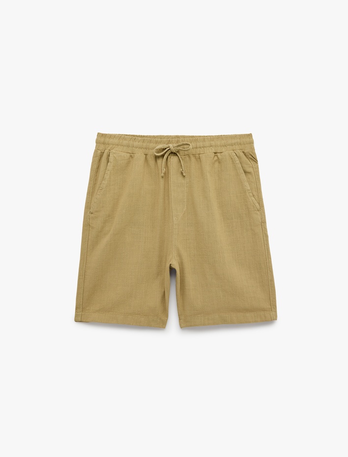  Regular Fit Cepli Pamuklu Beli Bağcıklı Şort