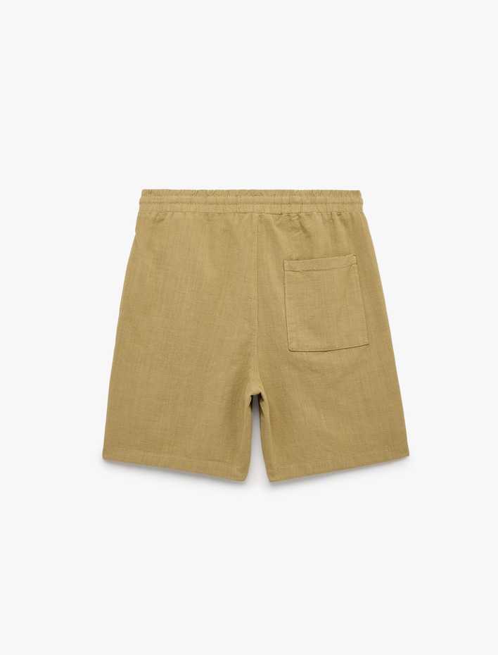  Regular Fit Cepli Pamuklu Beli Bağcıklı Şort