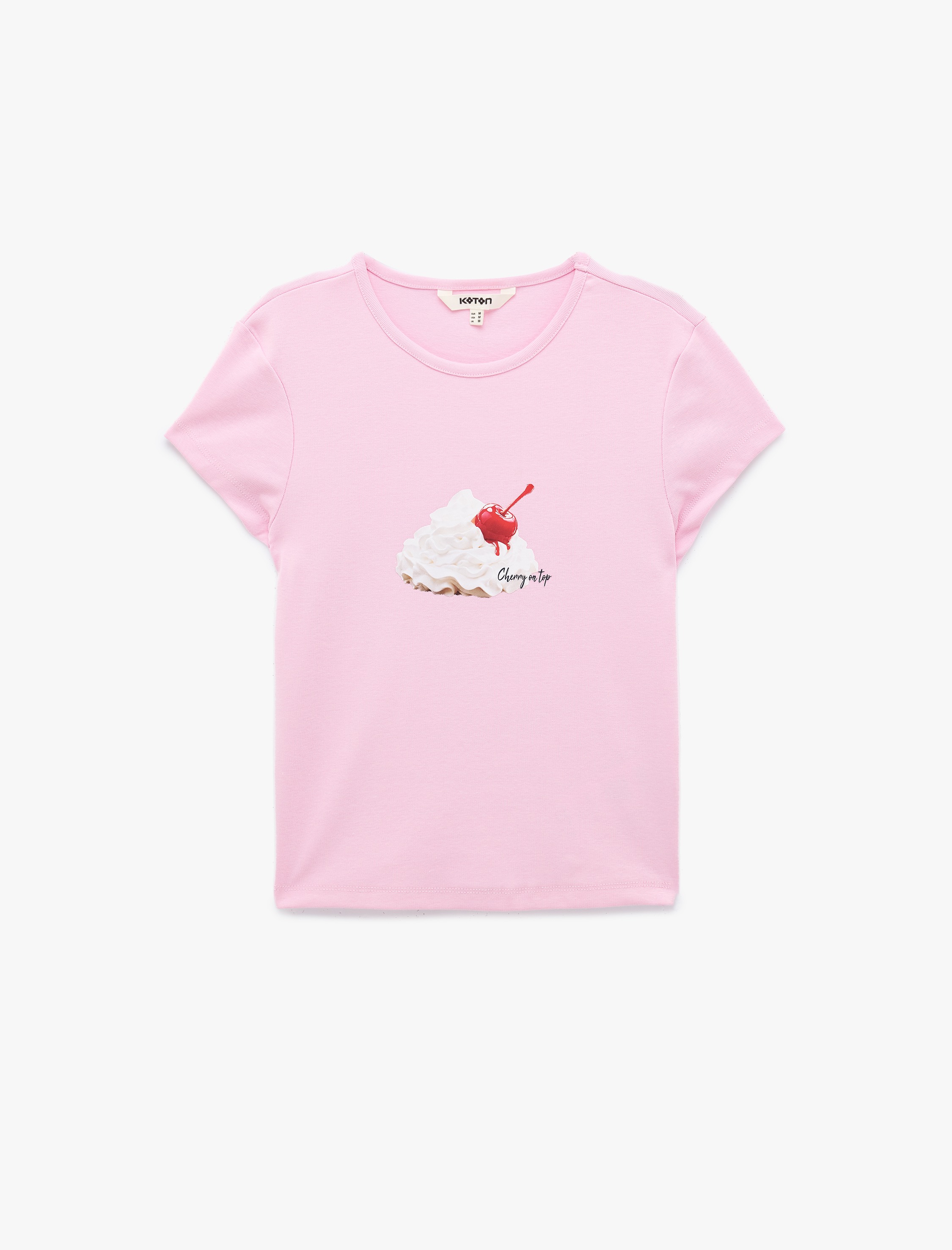   Koton X Sibil Çetinkaya - Slim Fit Pamuklu Kısa Kollu Kiraz Baskılı Tişört