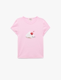 Koton X Sibil Çetinkaya - Slim Fit Pamuklu Kısa Kollu Kiraz Baskılı Tişört