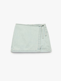 Pamuklu Fermuar Detaylı Denim Şort Etek