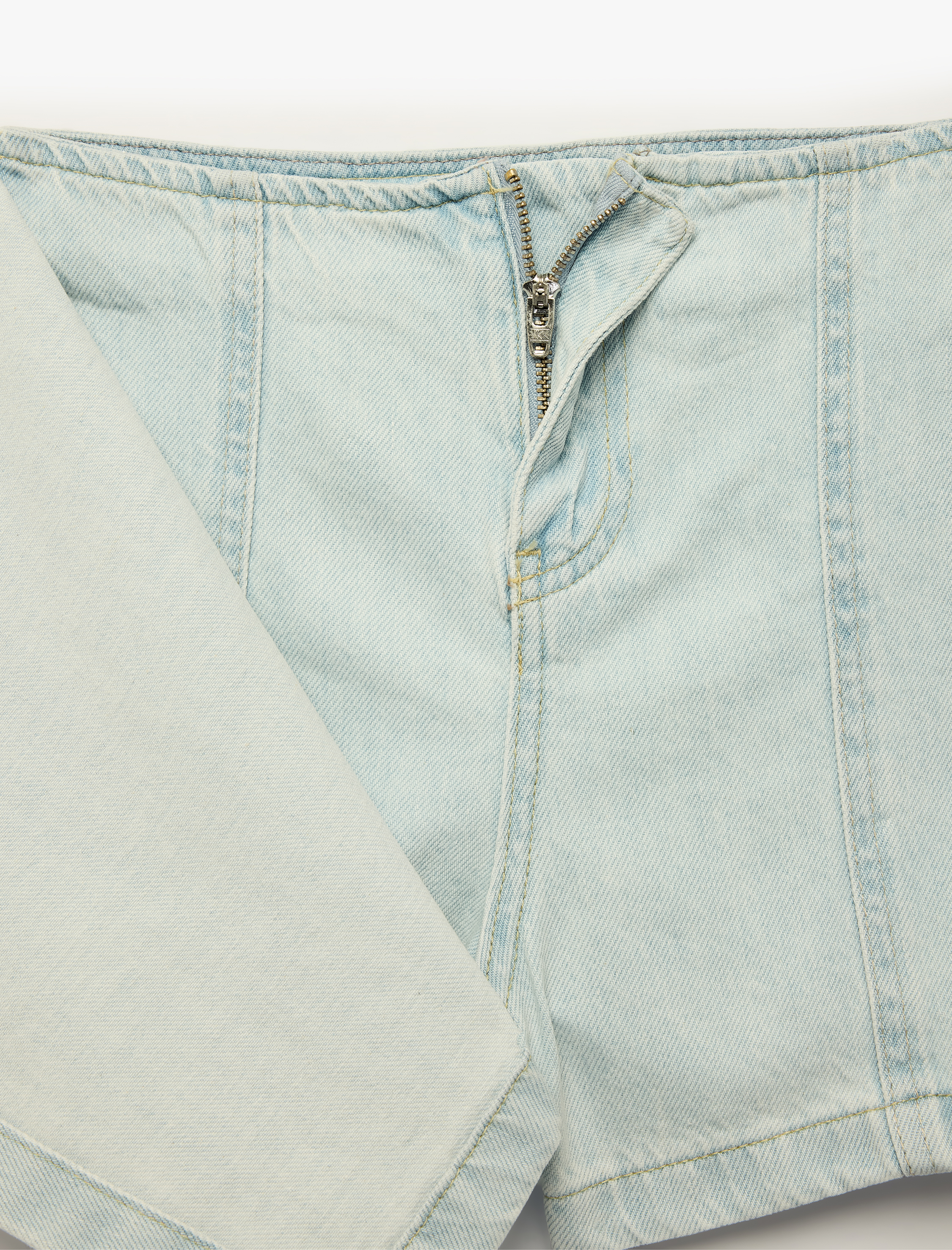  Kız Çocuk Pamuklu Fermuar Detaylı Denim Şort Etek