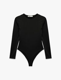 Bisiklet Yaka Uzun Kollu Bodysuit