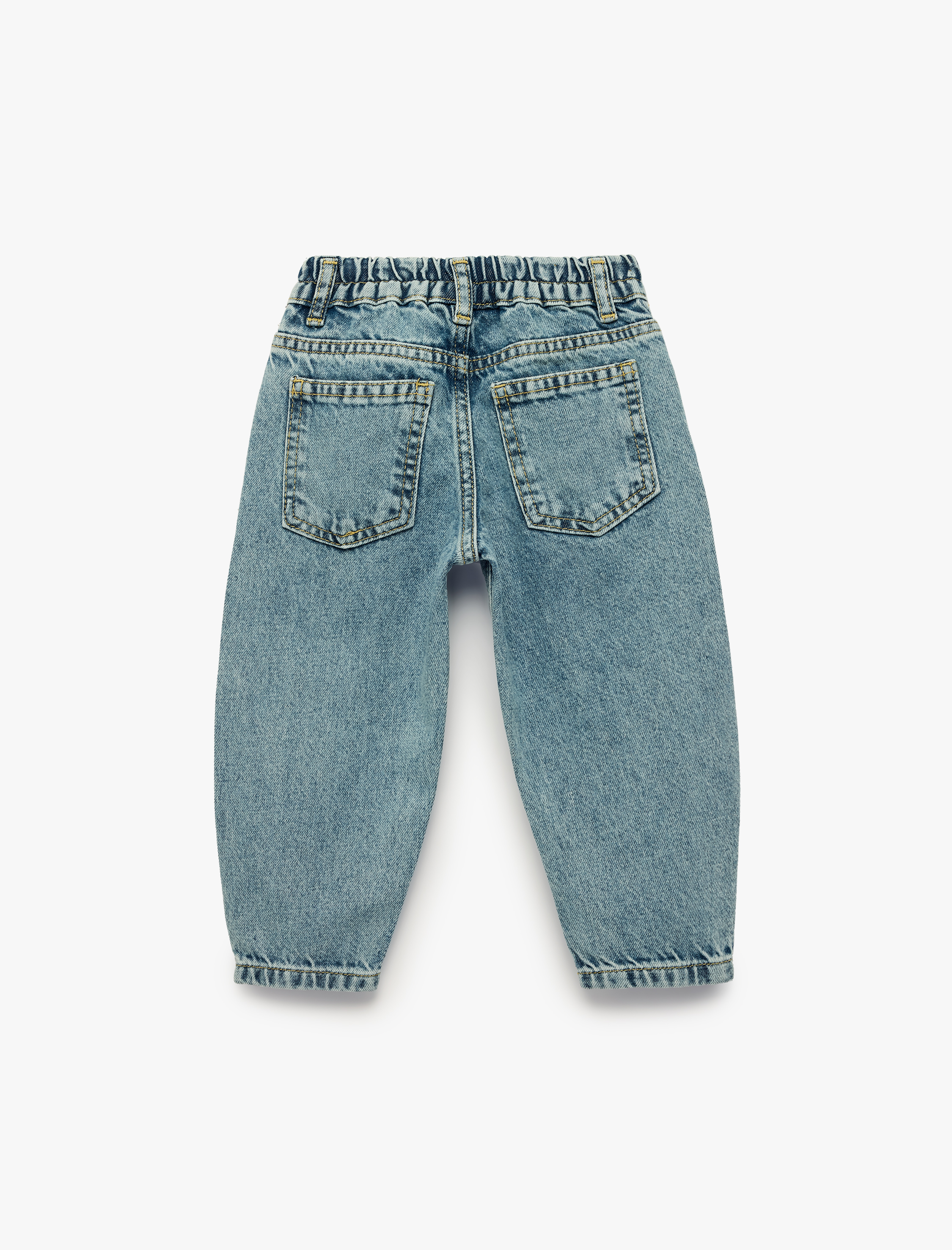  Erkek Bebek Pamuklu Beli Ayarlanabilir Lastikli Balon Form Denim Pantolon