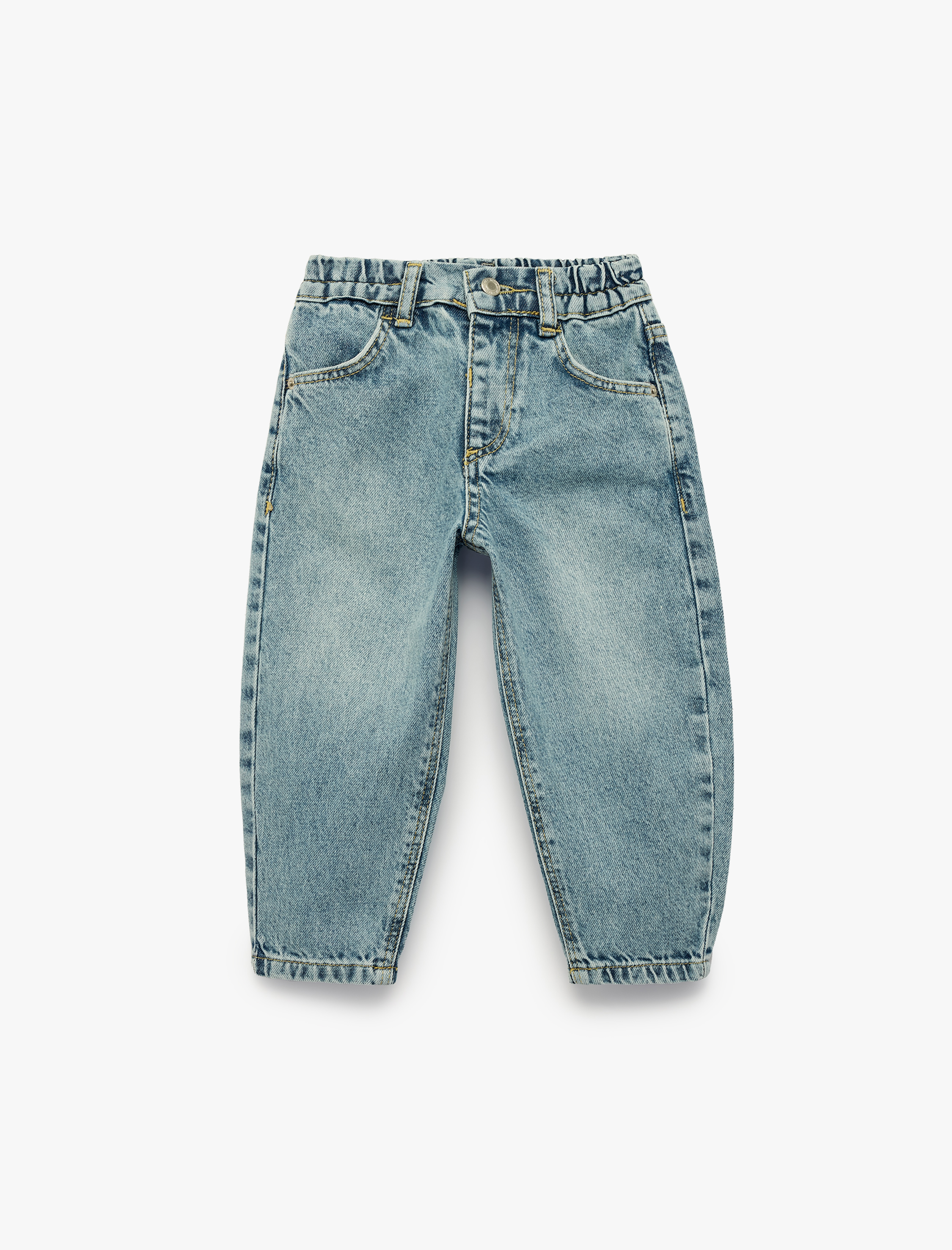  Erkek Bebek Pamuklu Beli Ayarlanabilir Lastikli Balon Form Denim Pantolon