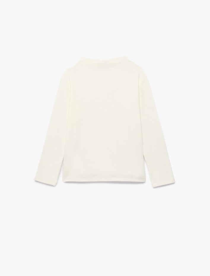 Kız Çocuk Dik Yaka Modal Karışımlı Uzun Kollu Slim Fit Tişört