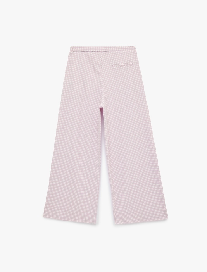  Koton X Sibil Çetinkaya - Bürümcük Kumaş Pötikareli Geniş Paça Pantolon