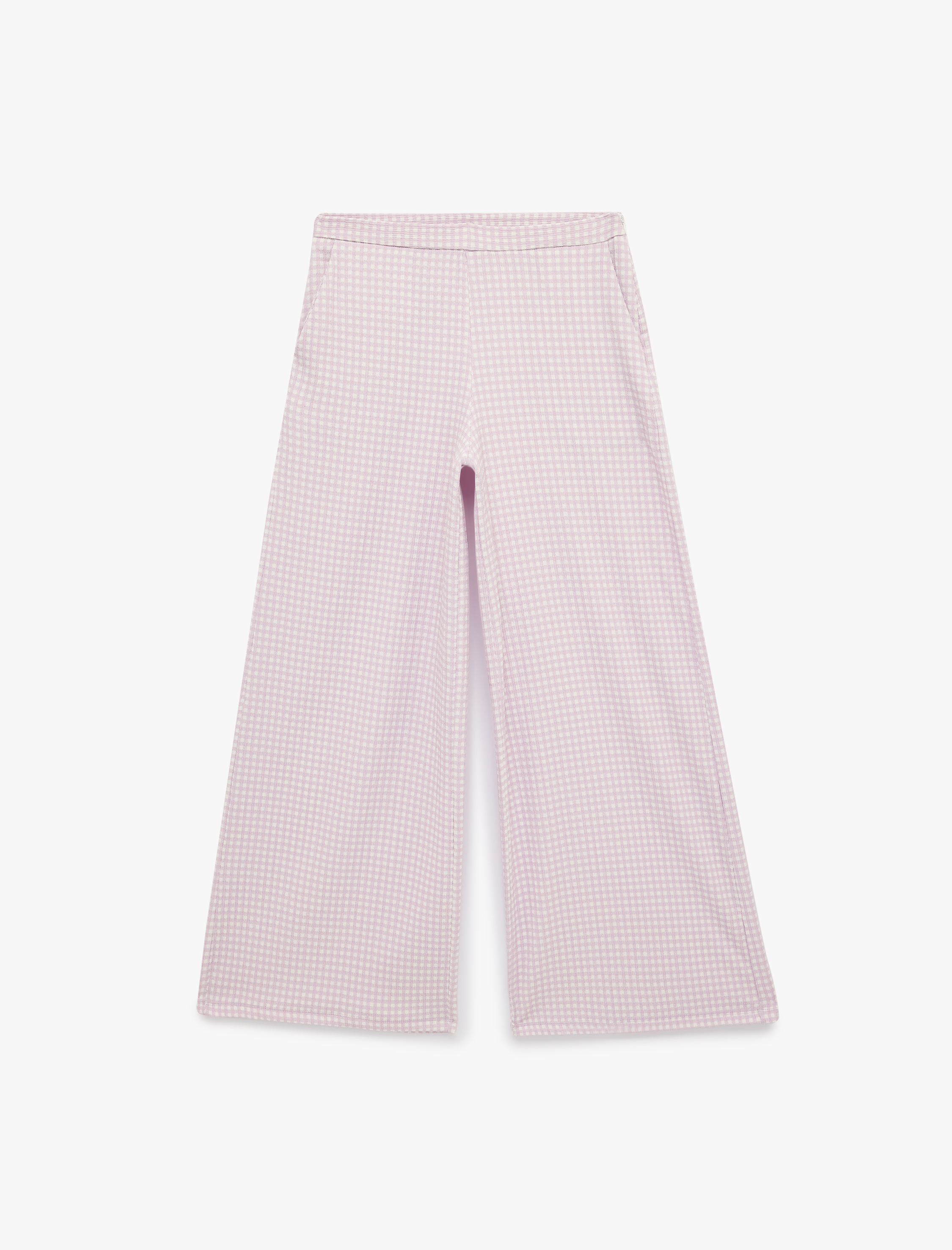   Koton X Sibil Çetinkaya - Bürümcük Kumaş Pötikareli Geniş Paça Pantolon